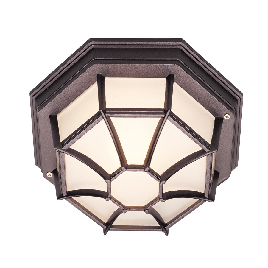 Trans Globe Lighting 40582 Wagon Wheel 1 Light Outdoor Flush Mount Ceiling Fixture - Black