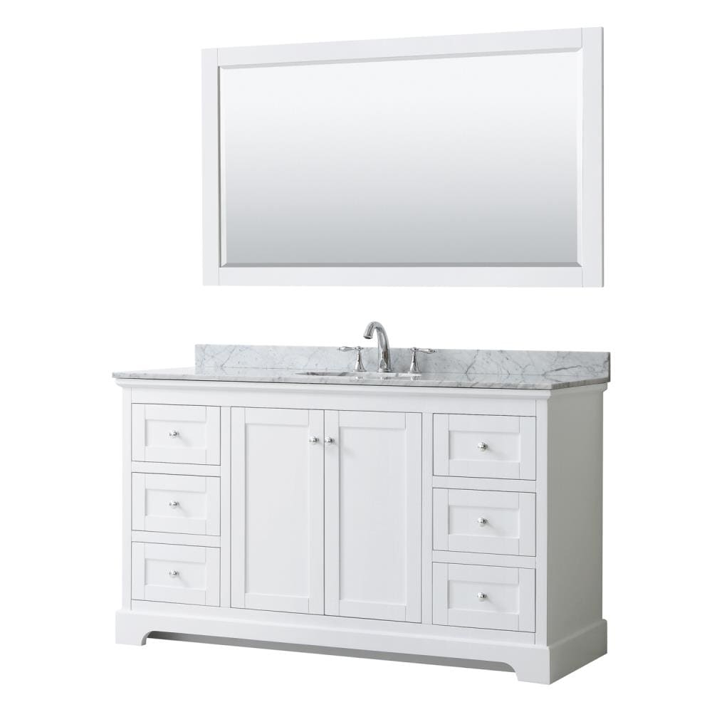 Wyndham Collection Avery 60" Oval Sink Wood Single Bathroom Vanity in White
