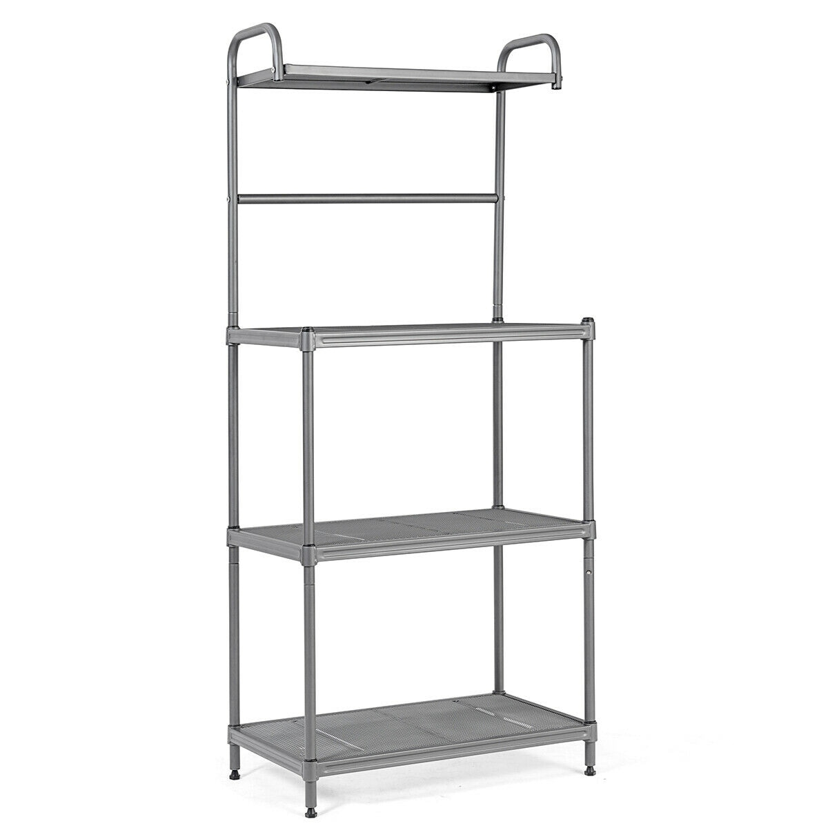 Costway 4-Tier Baker's Rack Microwave Oven Stand Shelves Kitchen Storage Rack Organizer Grey