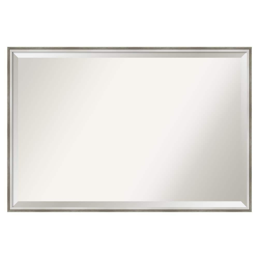 Elegant 37" x 25" Bronze and Silver Wood Bathroom Vanity Mirror