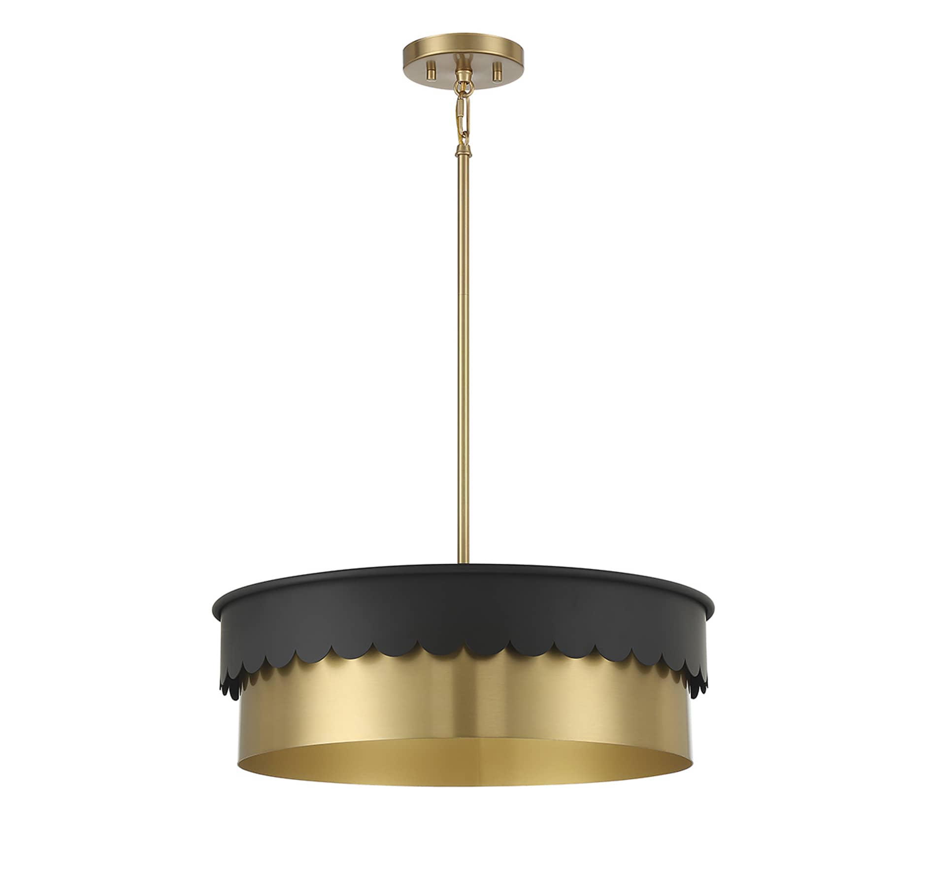 Trade Winds Suzy 4-Light Pendant in Matte Black and Natural Brass