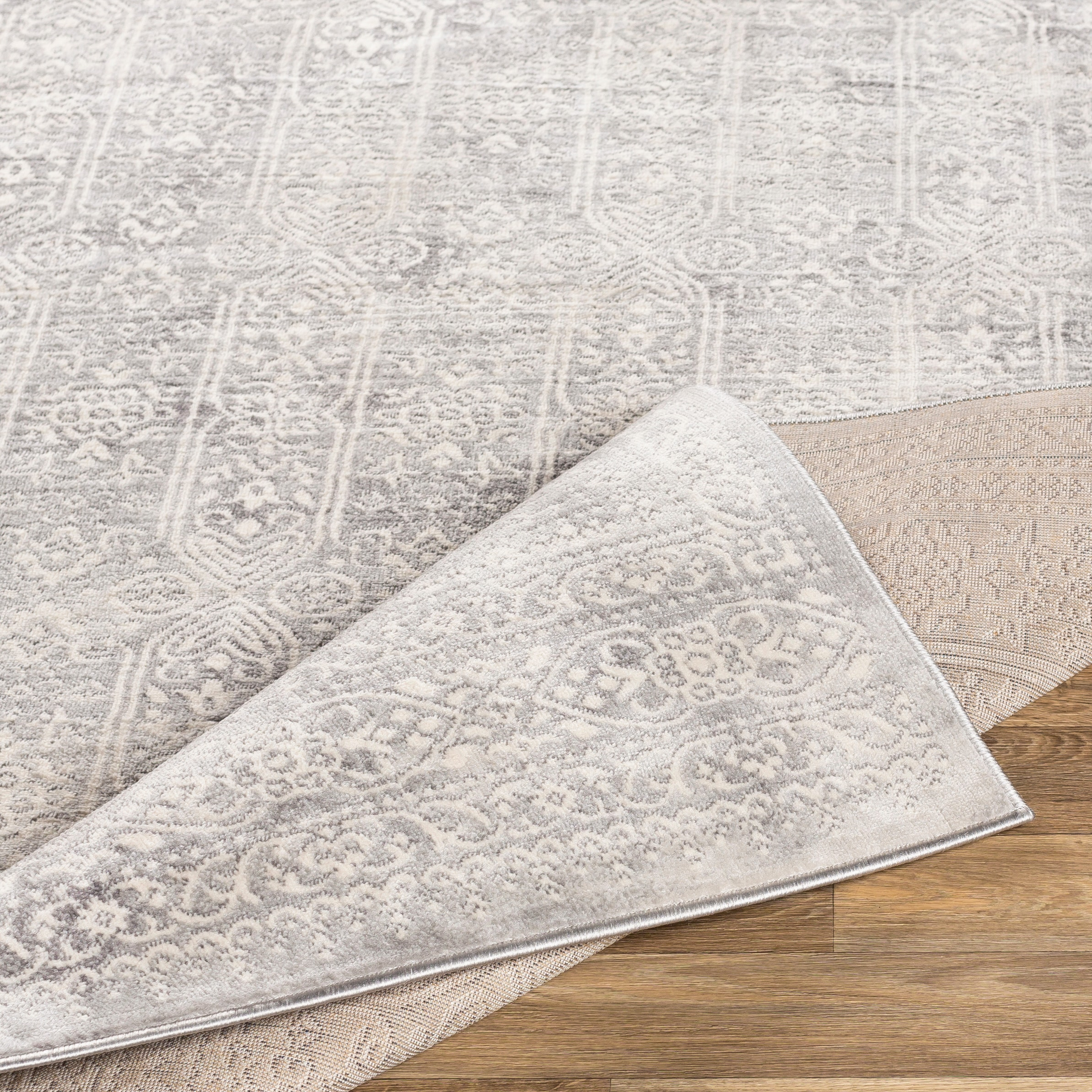 Reversible Gray Synthetic 9' x 12' Easy Care Area Rug