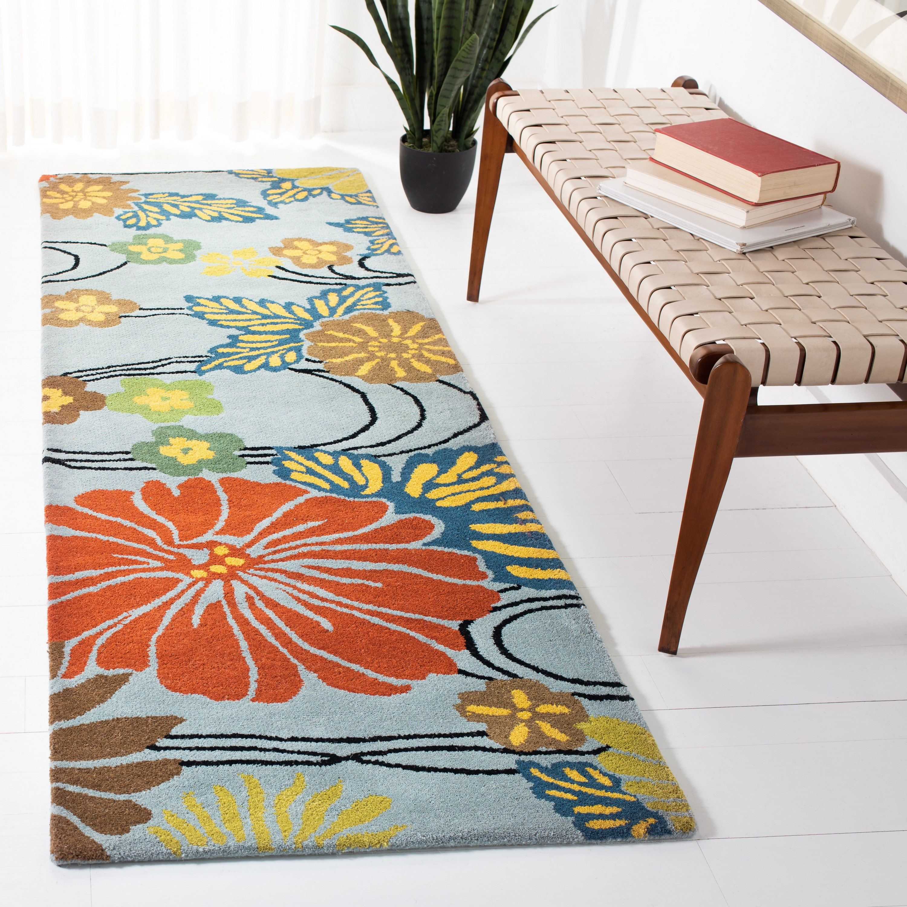 Soho SOH738 Hand Tufted Indoor Runner Rug - Blue/Multi - 2'6"x6' - Safavieh.