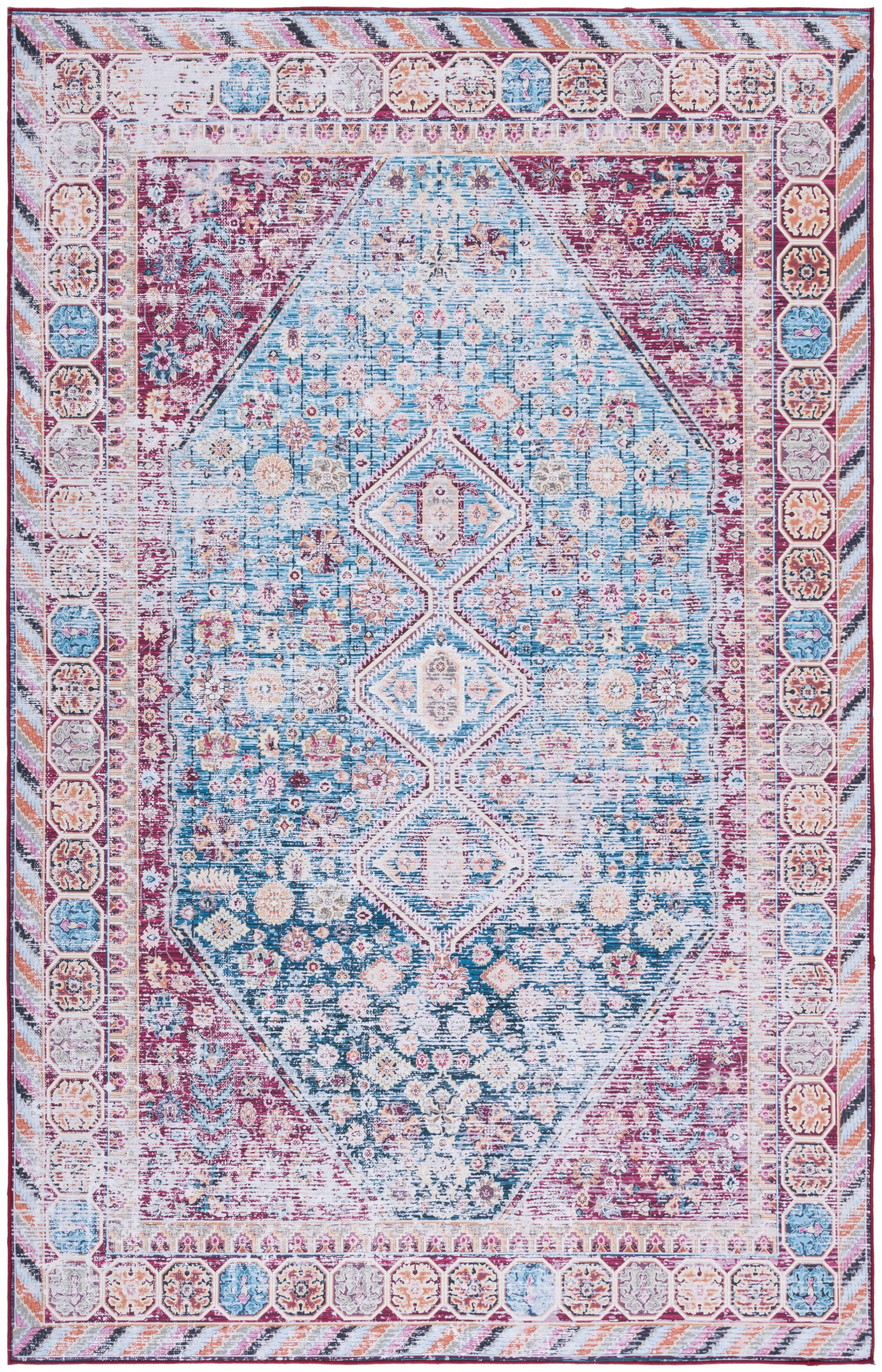 Red Synthetic Washable Non-slip 9' x 12' Rectangular Rug