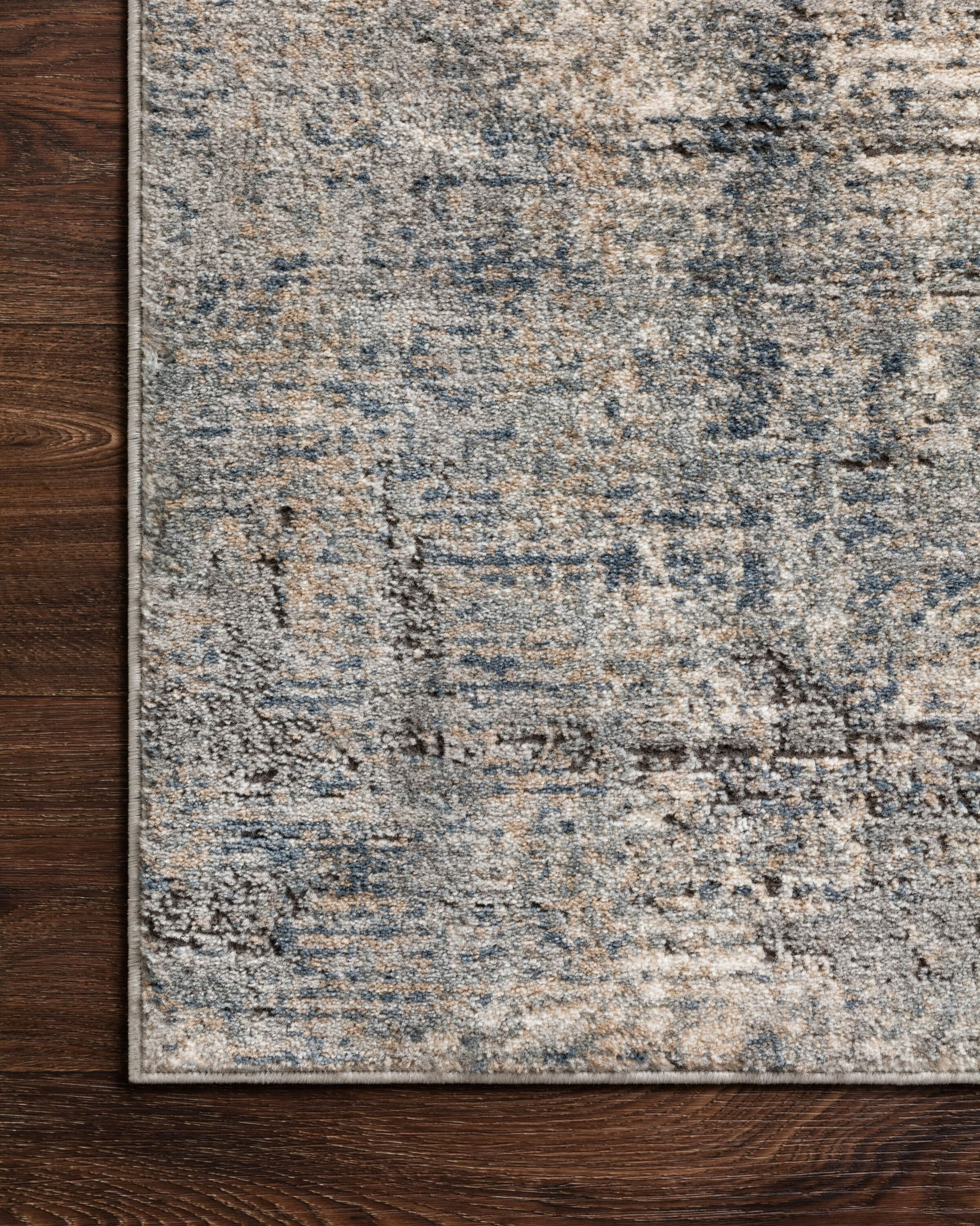 Teagan Blue and Gray Abstract Synthetic Rectangular Rug