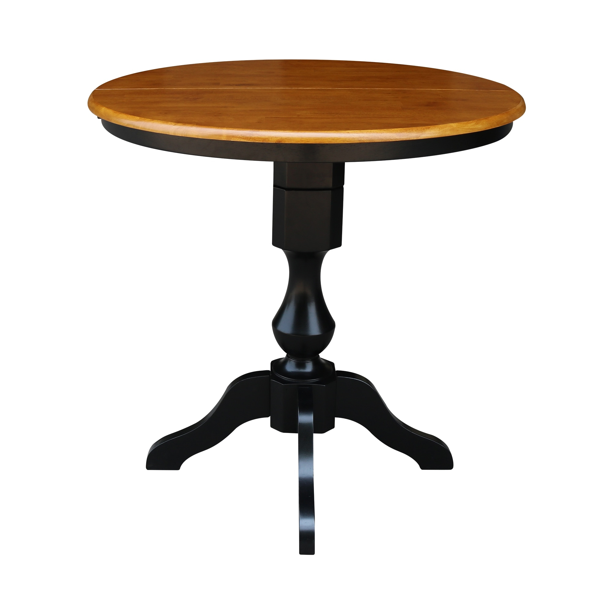 International Concepts Solid Wood 36 in. Round Top Counter Height Table with 12 in. Leaf in Black/Cherry