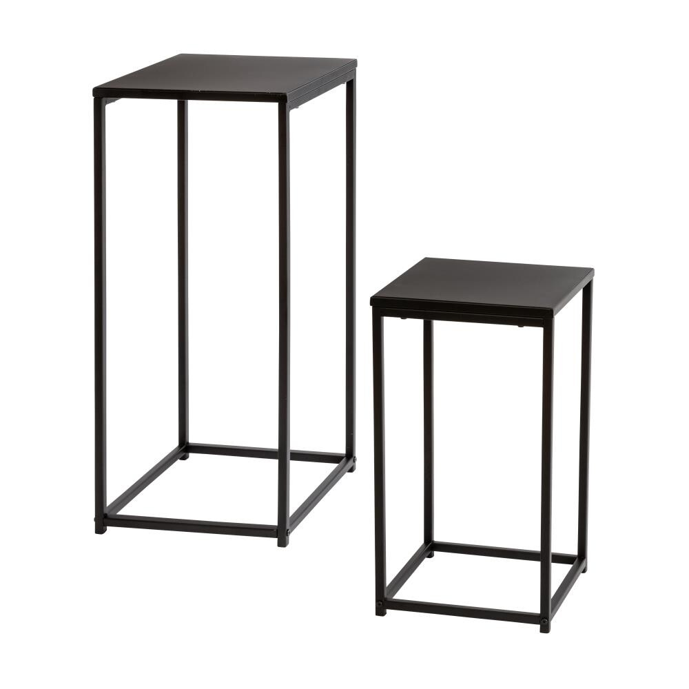 Honey-Can-Do Steel Nesting Square Side Tables, Black (Set of 2)