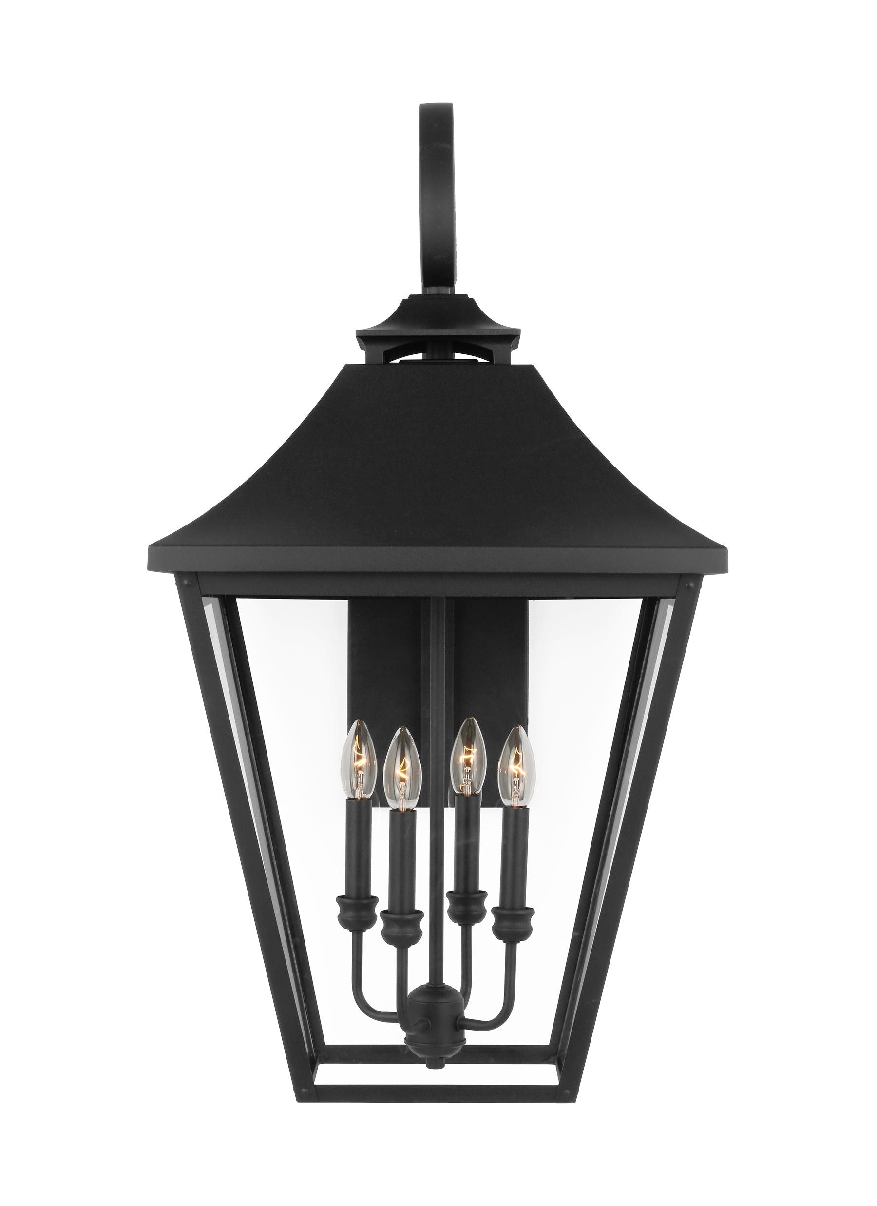 Galena Extra Large Black Outdoor Wall Lantern with Clear Seeded Glass