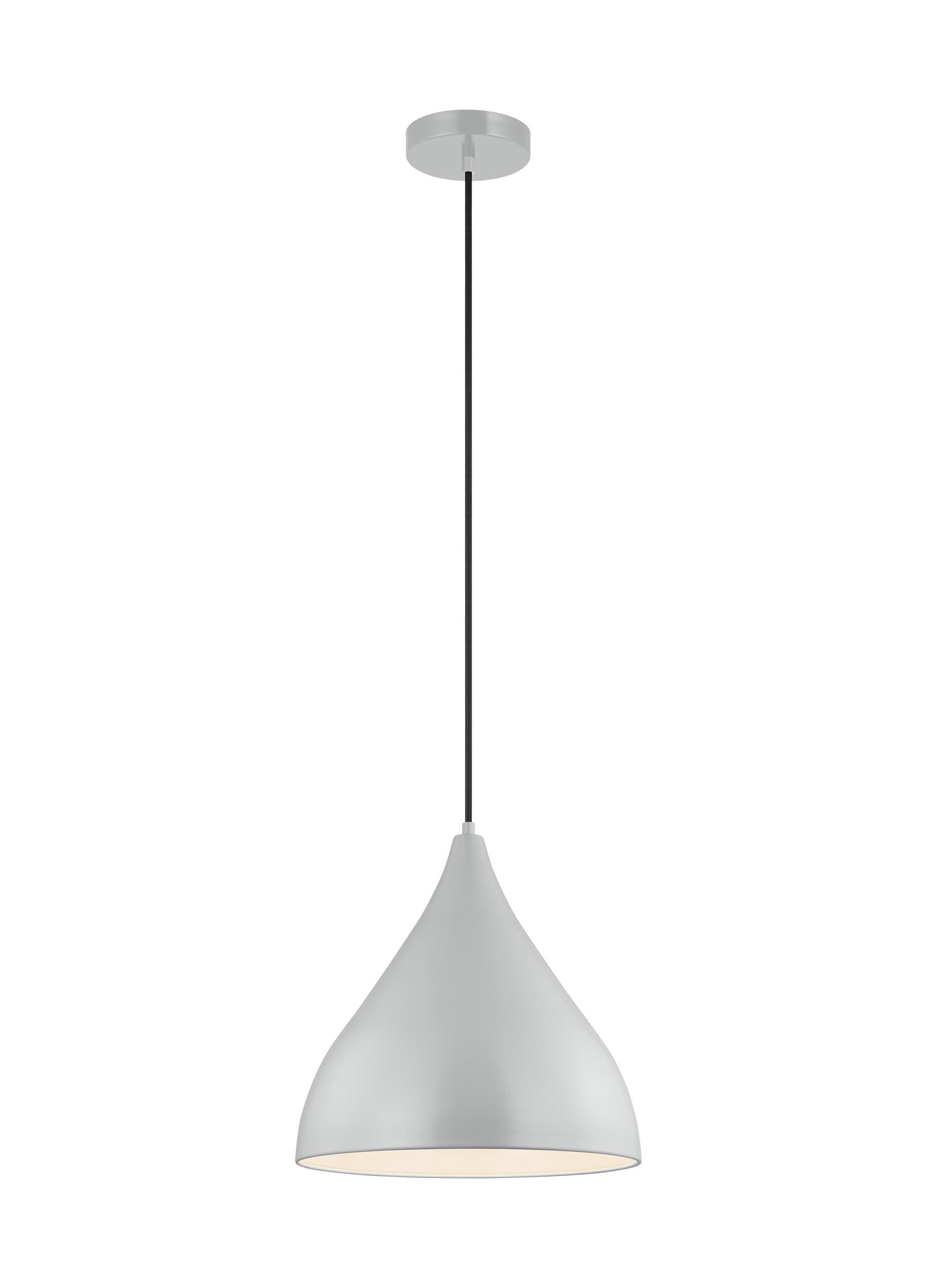 Matte Grey 14" LED Pendant Light with Steel Shade - Energy Efficient