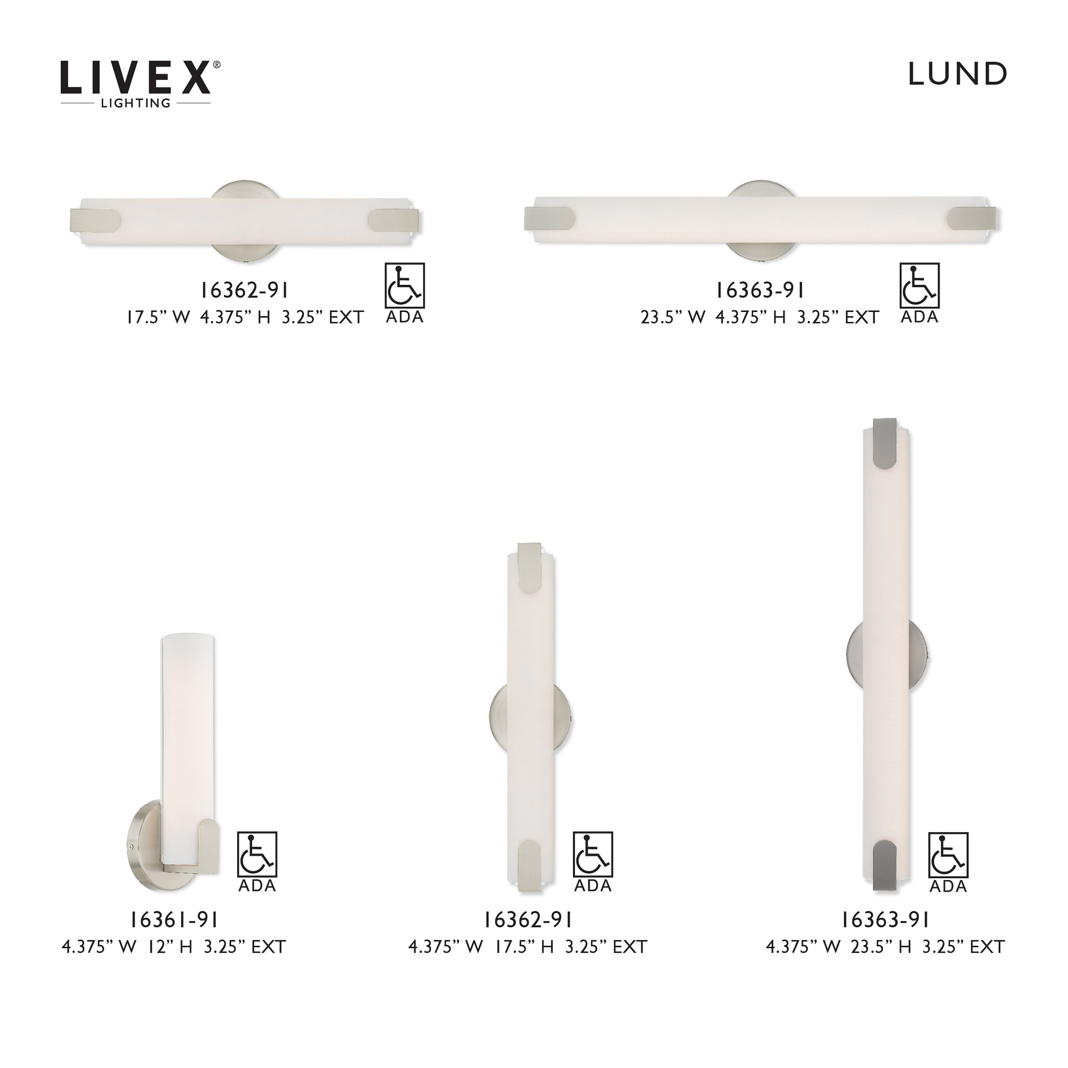 Livex Lighting Lund - Light Sconce ,  Brushed Nickel