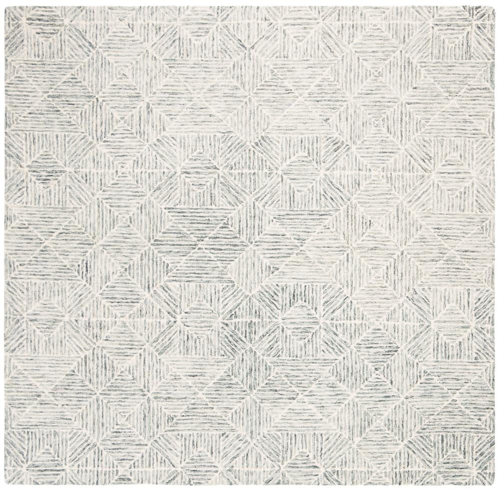 SAFAVIEH Abstract Brock Geometric Area Rug, Green/Ivory, 6' x 6' Square