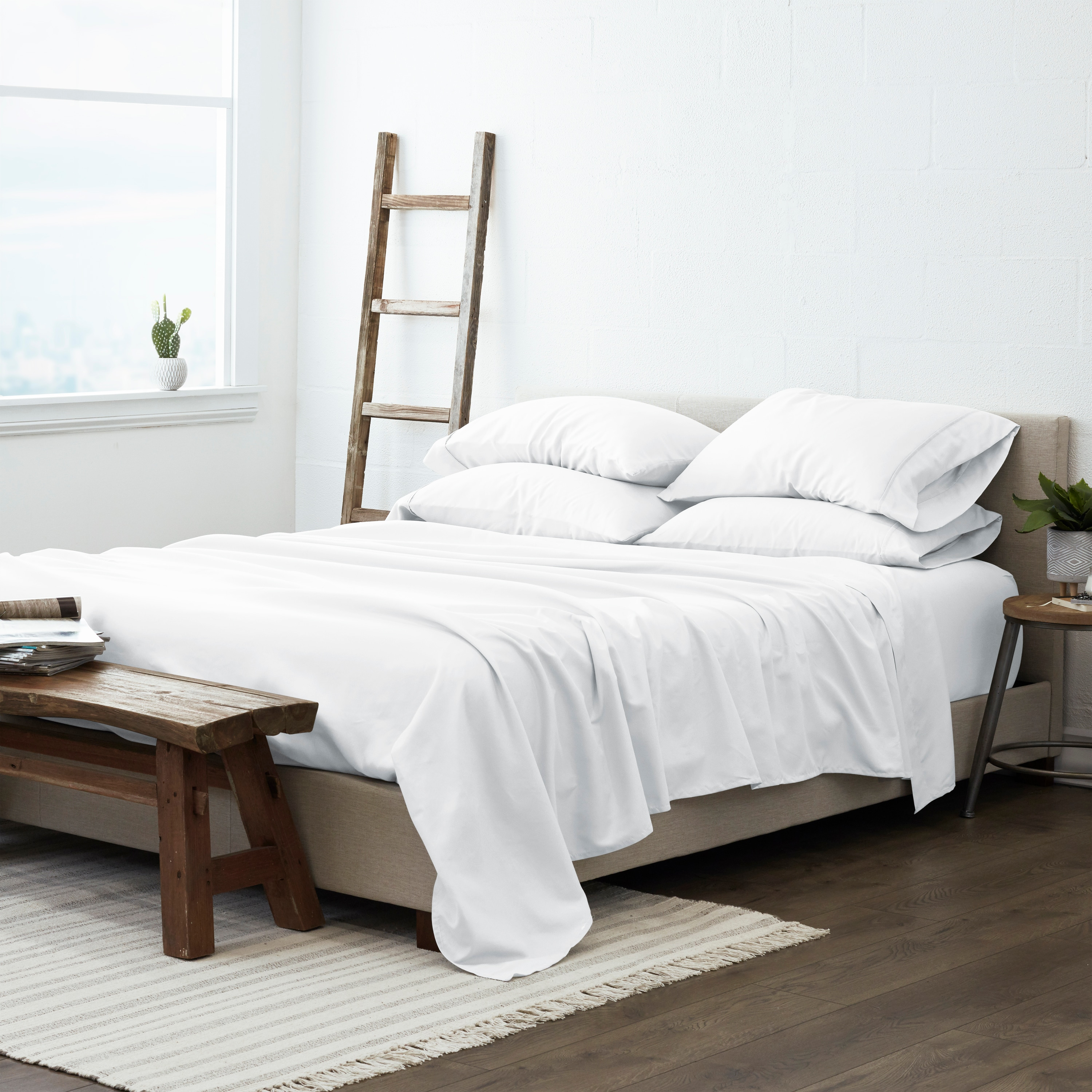 Linen Market 6 Piece Bed Sheet Set, White, King