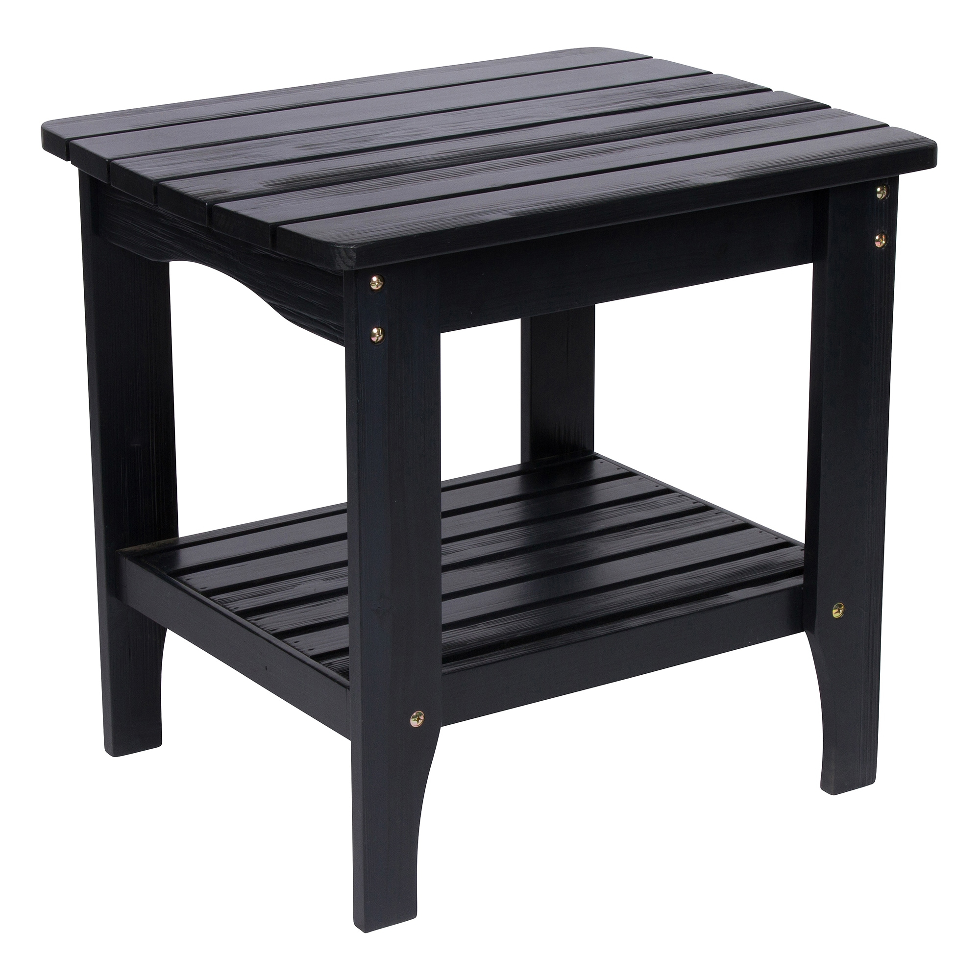Shine Company Rectangular Traditional Wood Indoor/Outdoor Side Table in Black