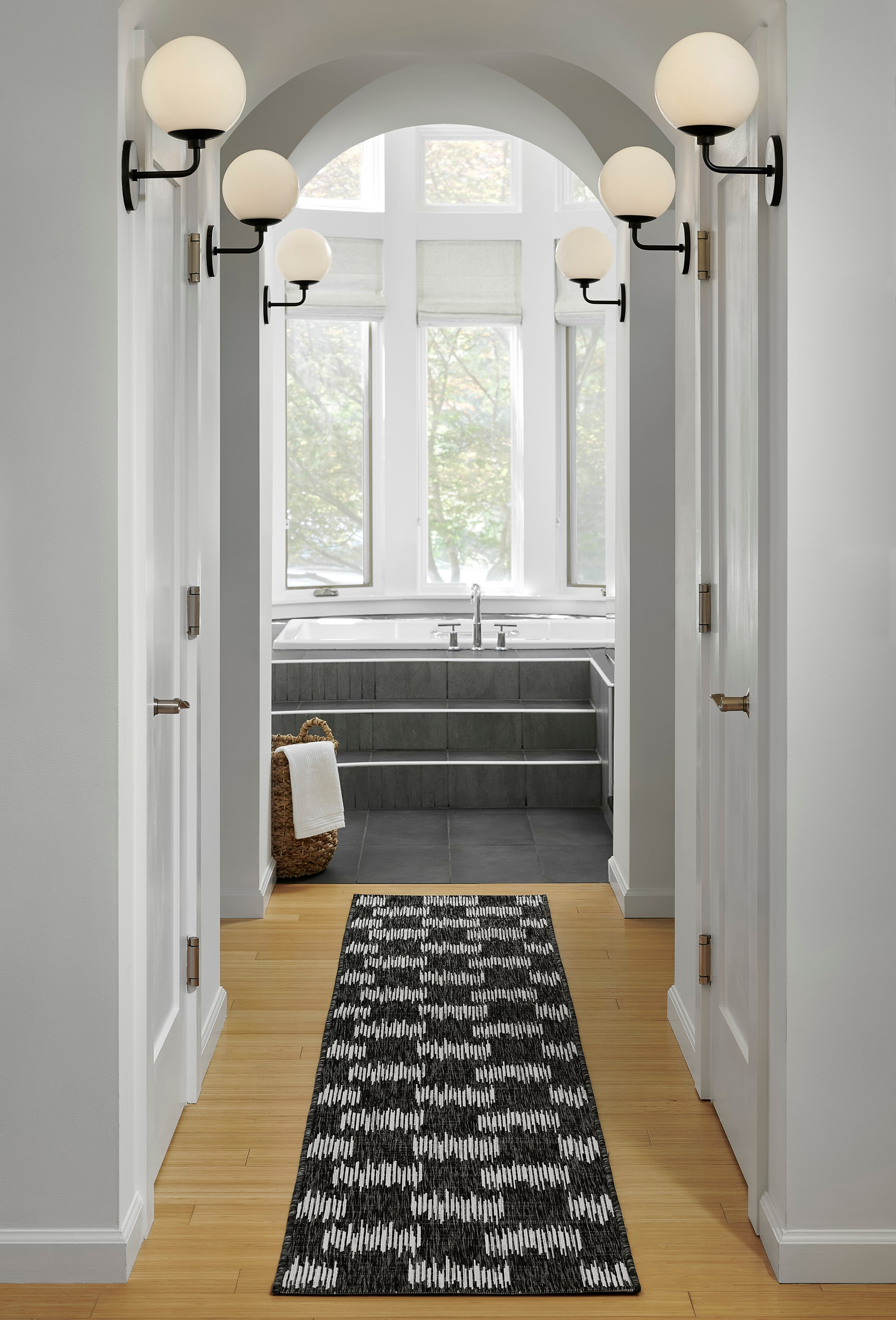 Novogratz by Momeni Villa Turin Charcoal Indoor Outdoor Rug 2' X 6' Runner