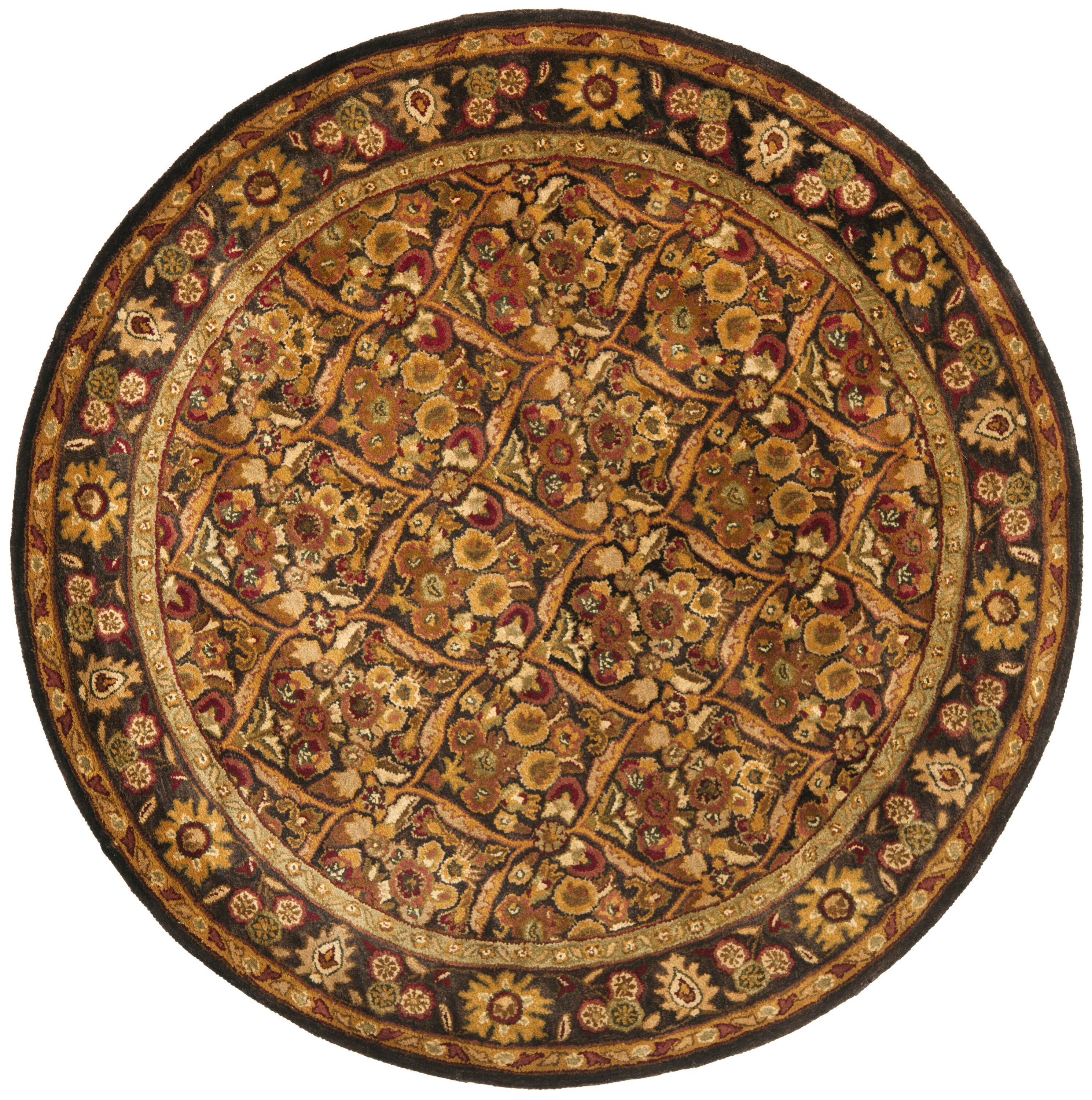 SAFAVIEH Antiquity Francine Oriental Wool Area Rug, Dark Plum/Gold, 8' x 8' Round