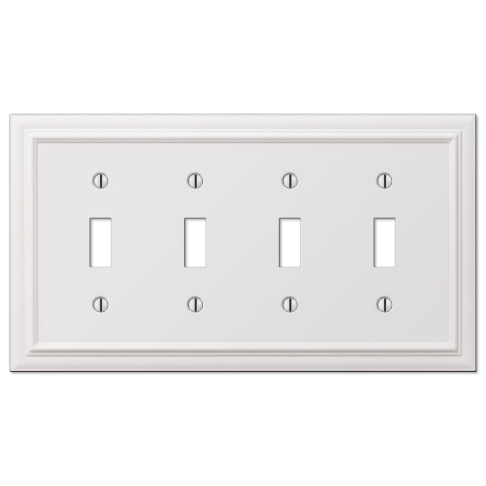 Amerelle 94T4W Continental Wallplate, 4 Toggle, Cast Metal, White, 1-Pack