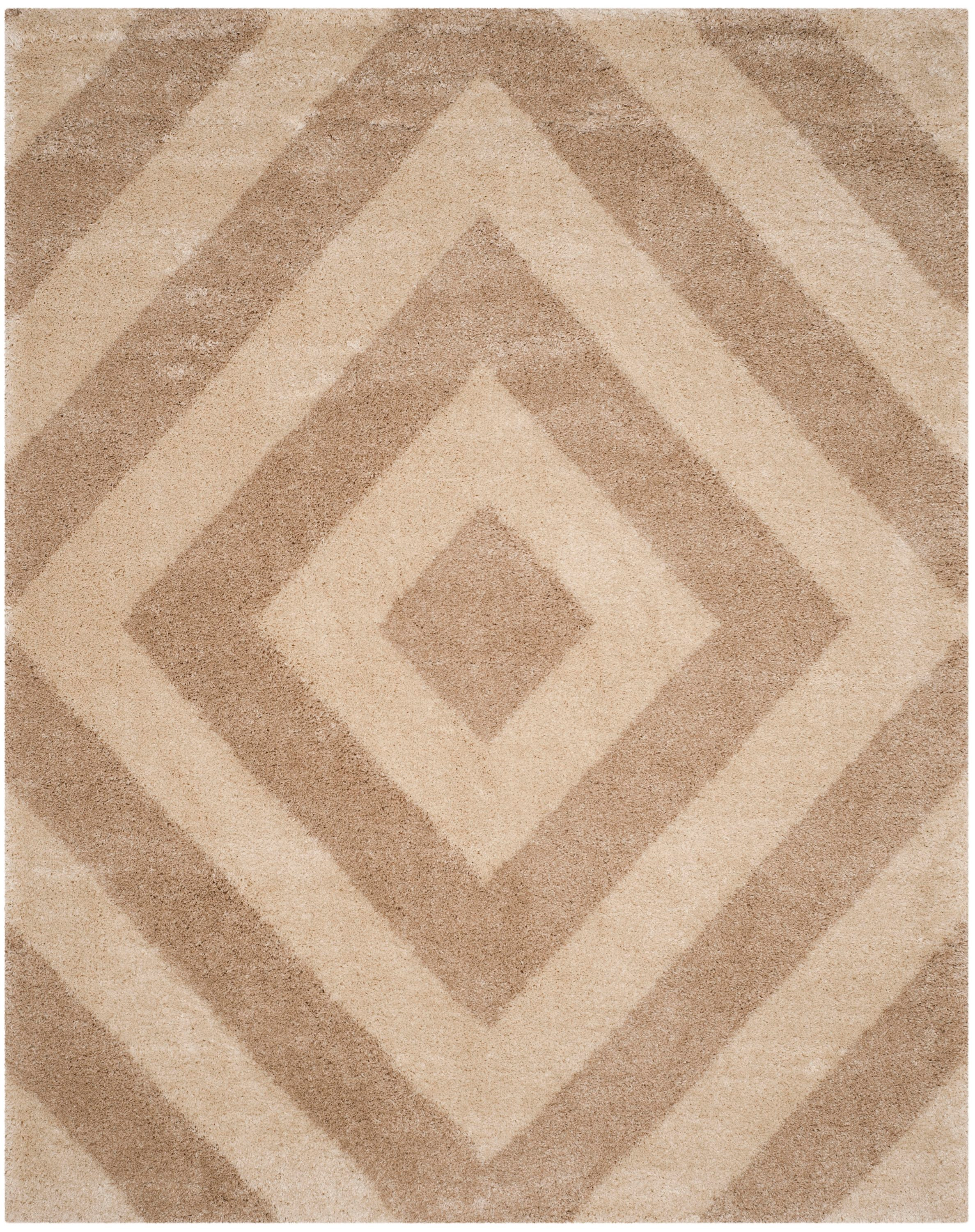 Safavieh  Portofino Shag Emelina Modern 2-inch Thick Rug Ivory/Beige 6'7" x 9'2" 6' x 9', 7' x 9' Indoor Living Room, Bedroom, Dining Room Beige
