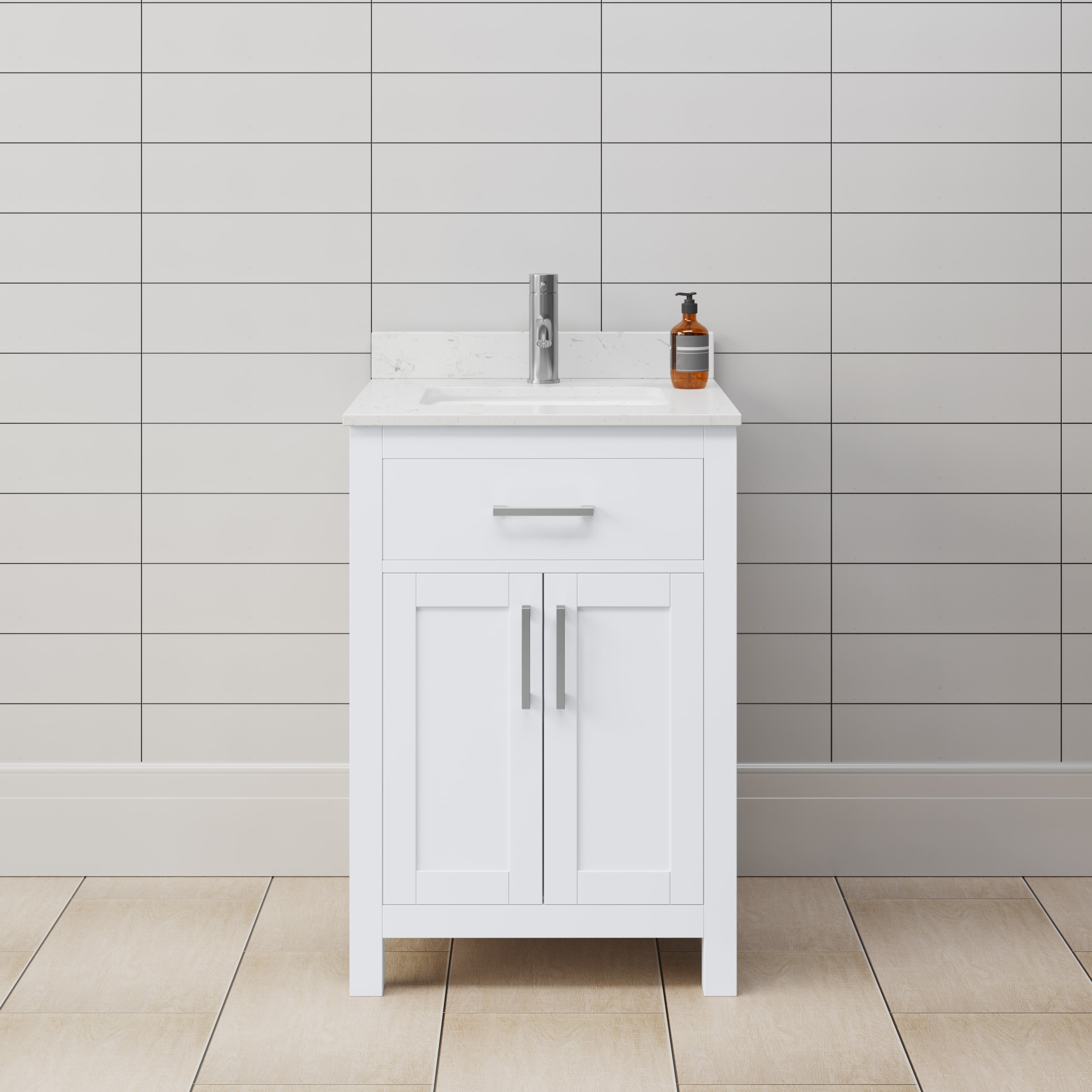 Wyndham Collection Beckett 24" Freestanding Single Bathroom Vanity with Cultured Marble Top
