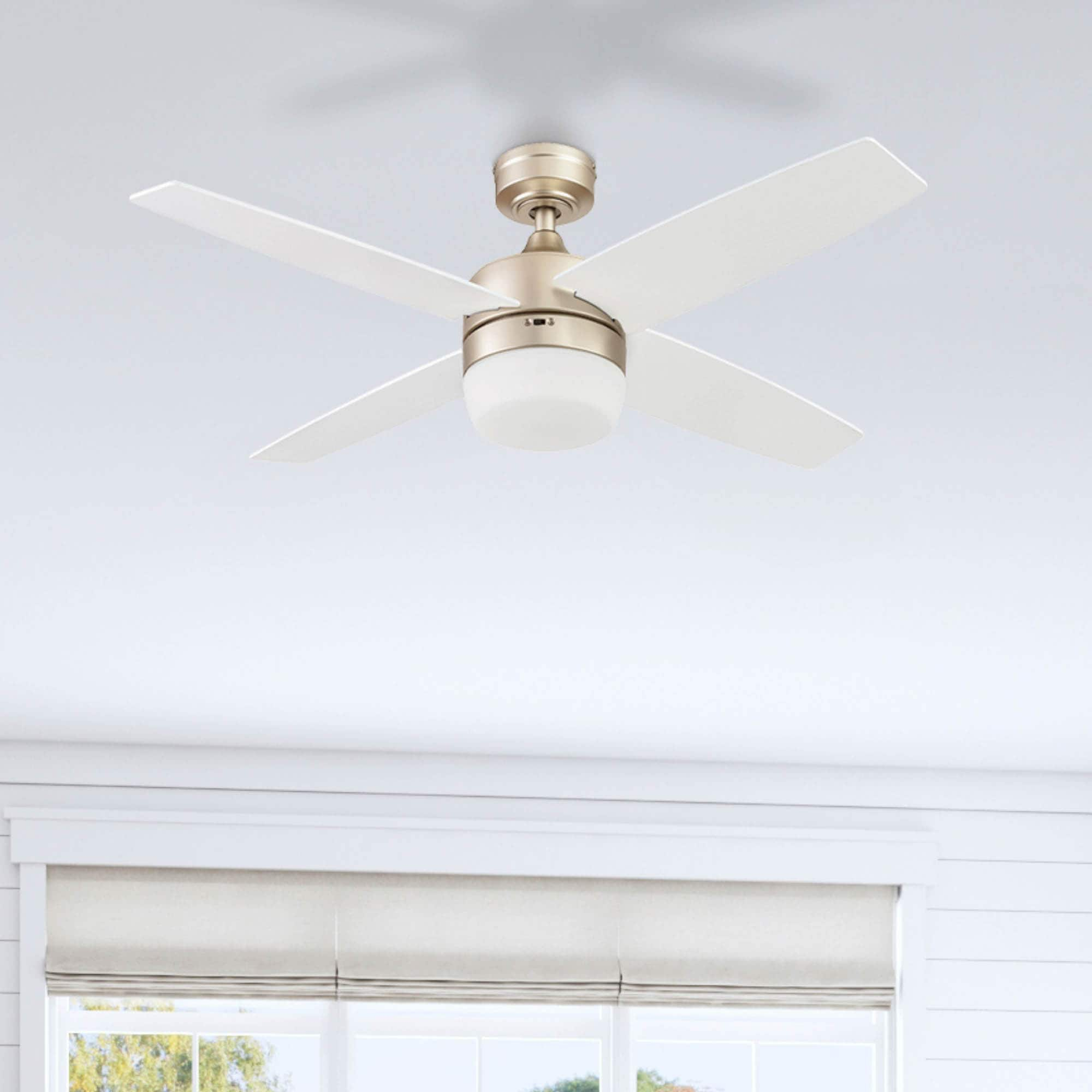 Prominence Home Atlas 44" Champagne Ceiling Fan with Light, Remote Control, 4 Blades & Reverse Airflow