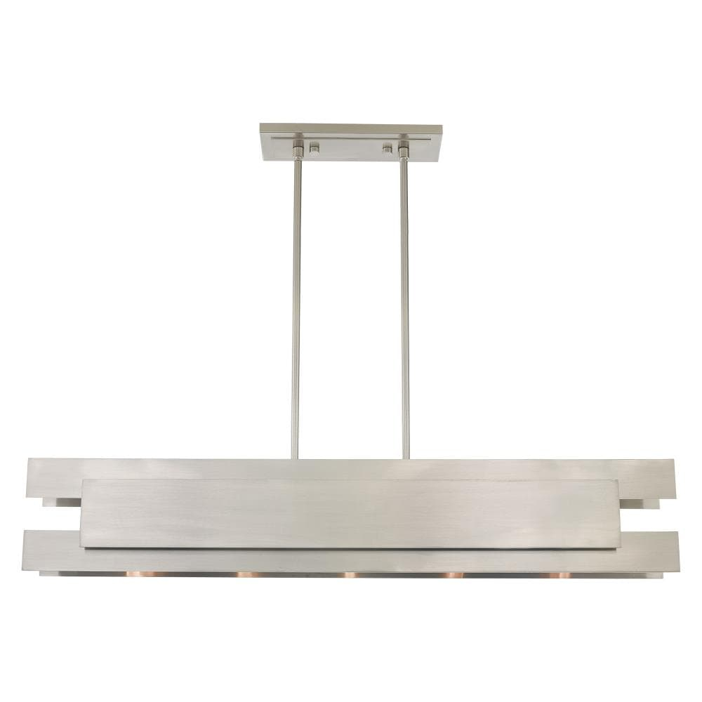 Modern Brushed Nickel 5-Light Linear Chandelier