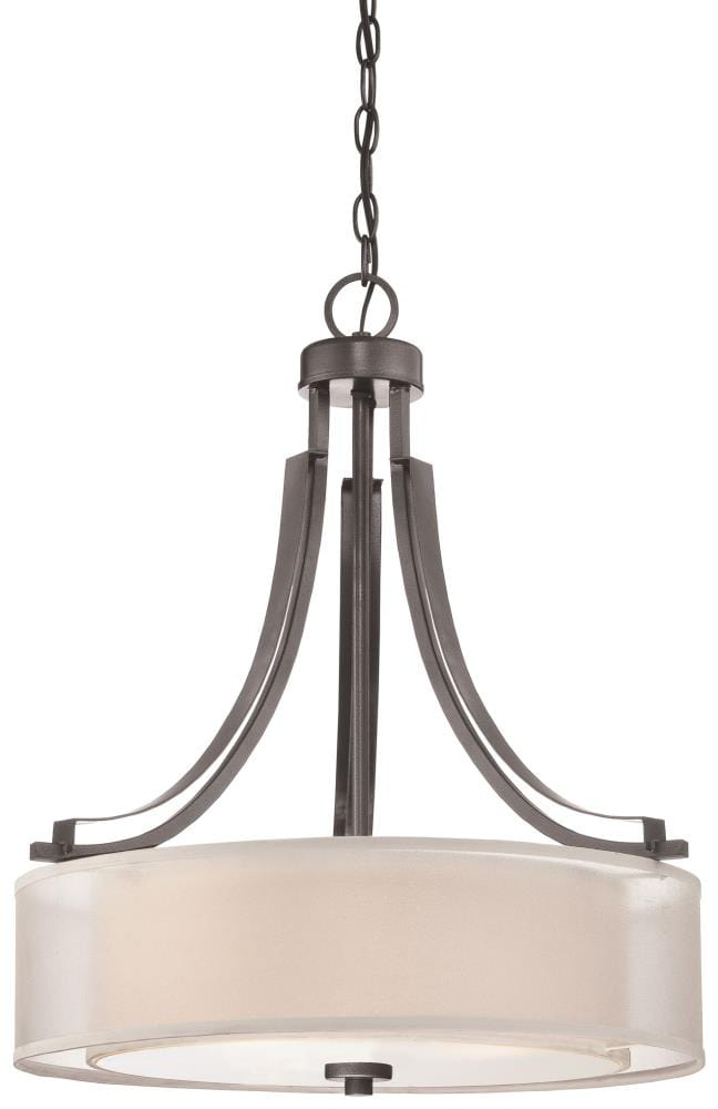 4104-172-Minka Lavery-Parsons Studio - Pendant 3 Light Translucent Sliver Linen in Transitional Style - 23.5 inches tall by 20.5 inches wide-Smoked