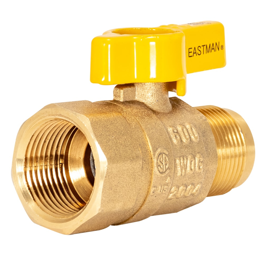 Eastman 3/4-inch Brass Gas Ball Valve with Yellow Handle