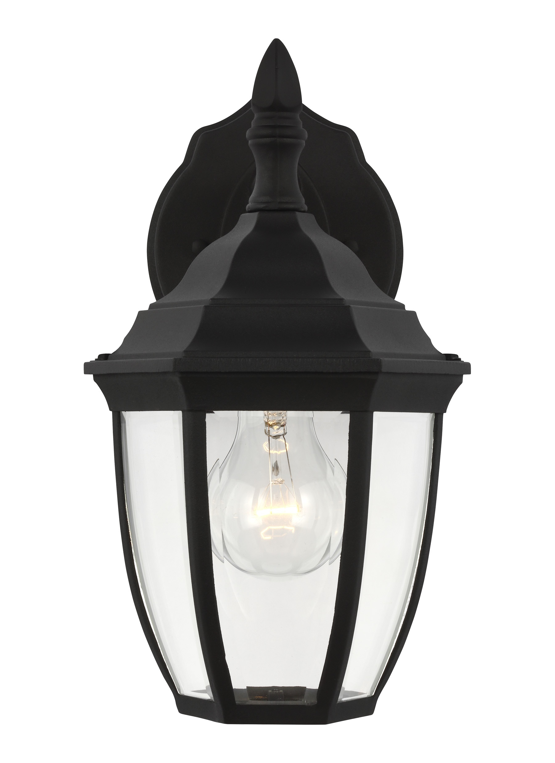 Bakersville 11'' Black Steel Outdoor Lantern Sconce with Clear Beveled Glass