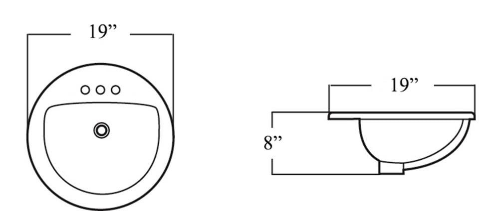 Kingsman Hardware Ceramic 19-in Drop-in Oval Modern White Bathroom Sink