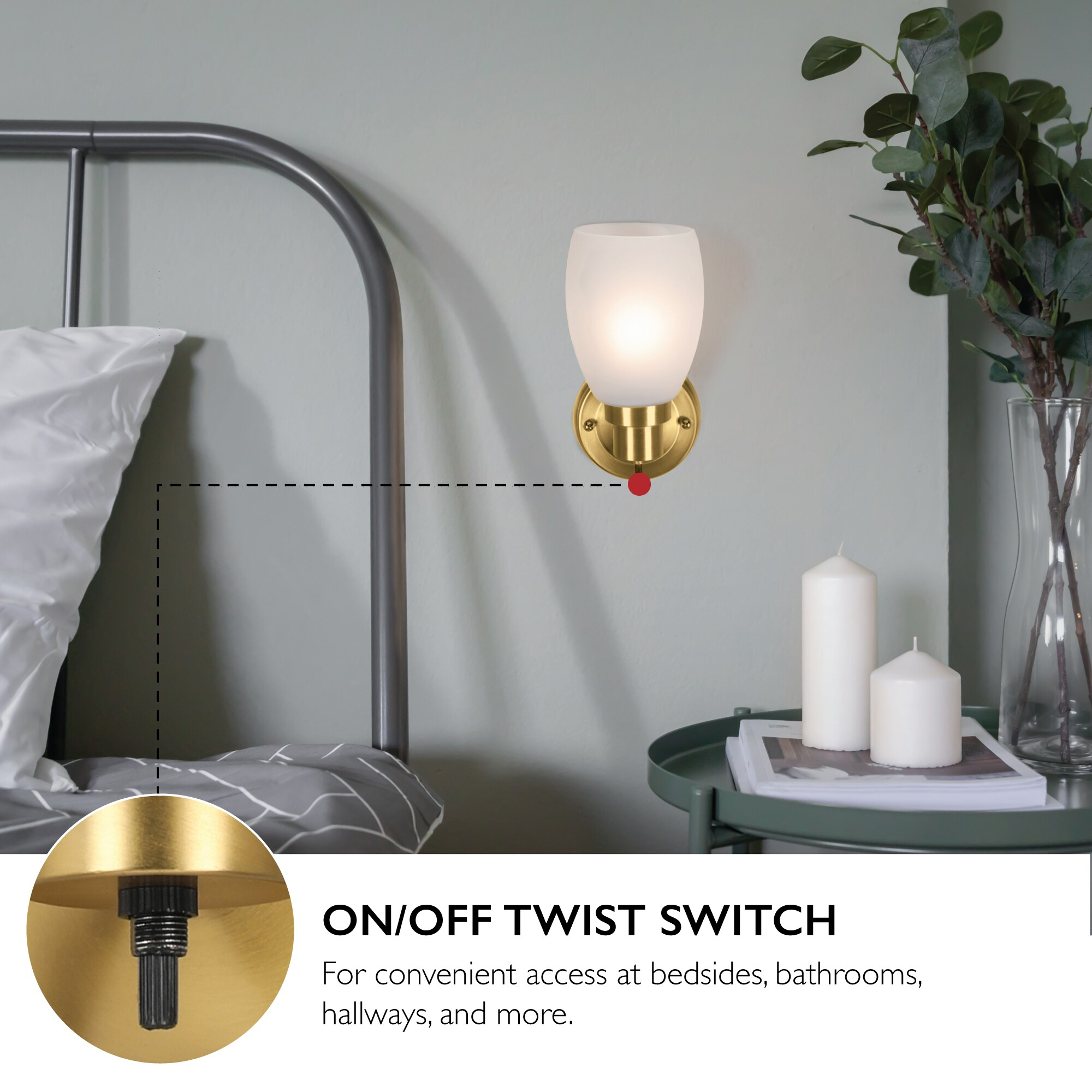 Design House 588814-Orb Lydia Transitional 1-Light Indoor Wall Light Dimmable with a White Frosted Glass Shade and Twist On/Off Switch for Hallway Foyer Bathroom, Oil Rubbed Bronze