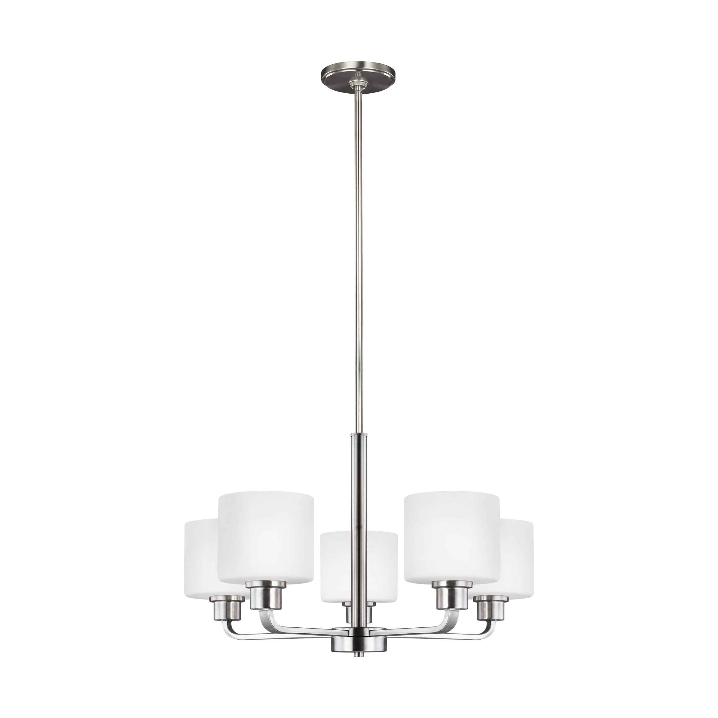 Canfield 5-Light Brushed Nickel Modern Minimalist Hanging Drum Chandelier