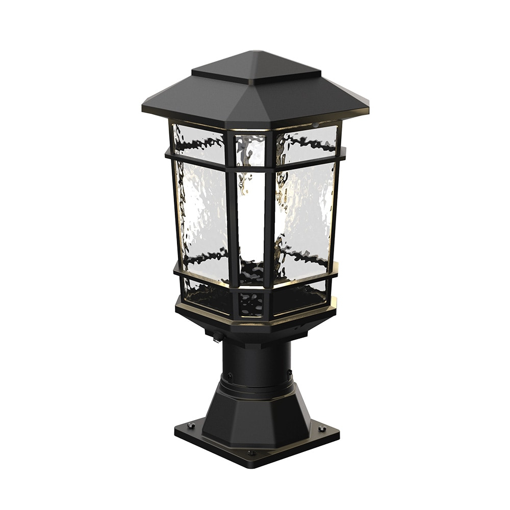 KODA Williams 18.6-in Black Craftsman Outdoor Pier mount with Dusk-to Dawn Sensor Photocell Sensor