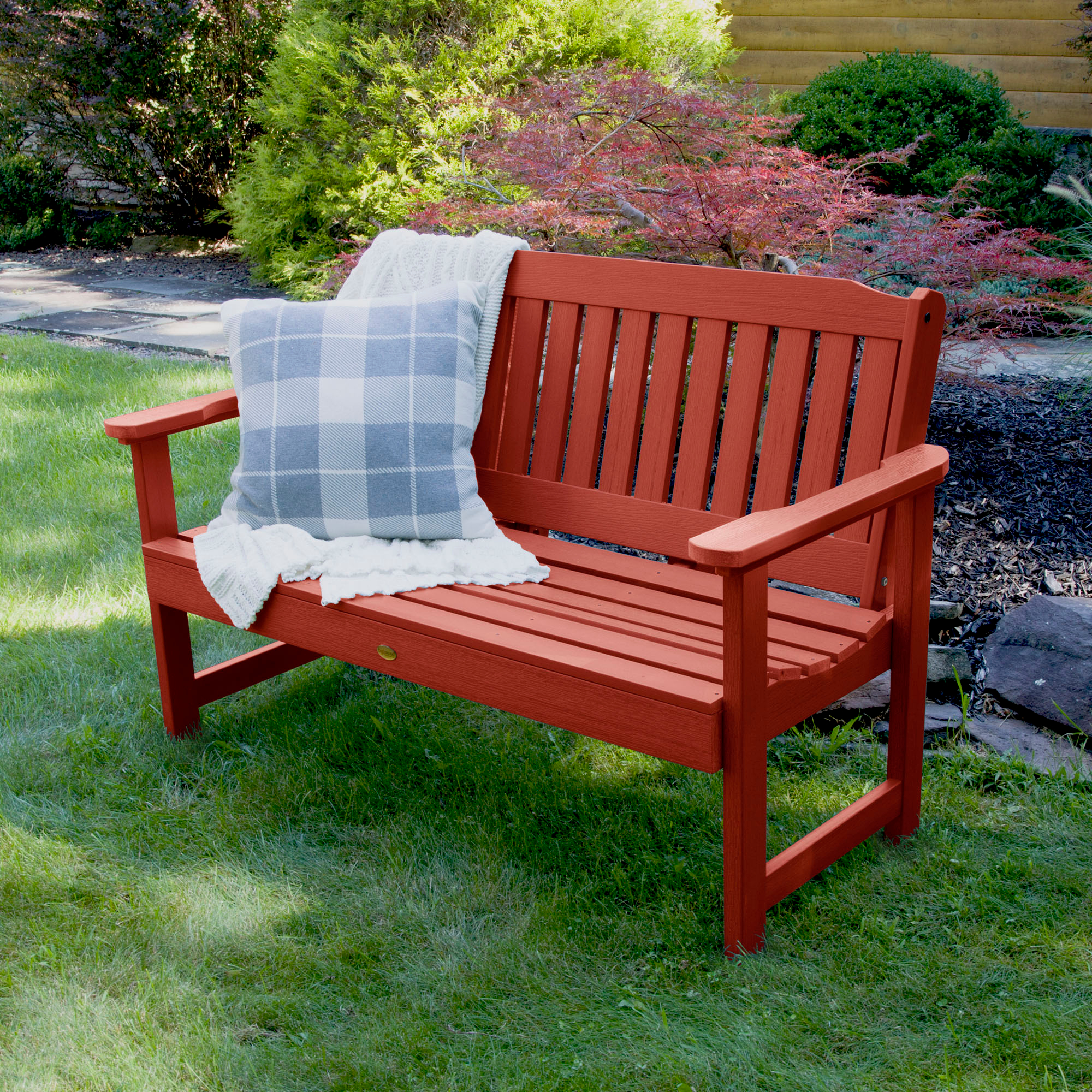 highwood Lehigh 4-foot Eco-friendly Synthetic Wood Garden Bench Red