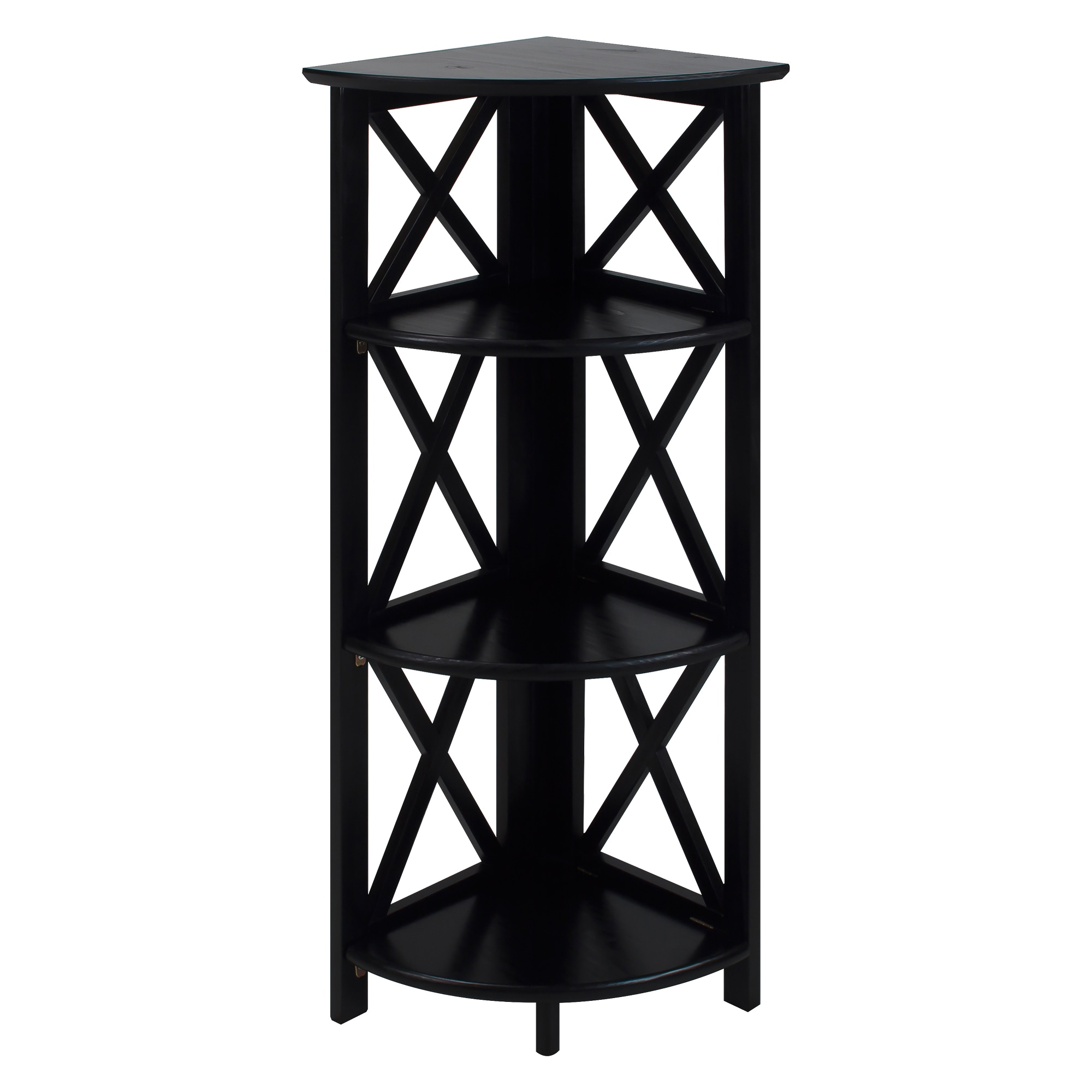 Casual Home Montego 3 Shelf Corner Folding Bookcase with Mantel Top