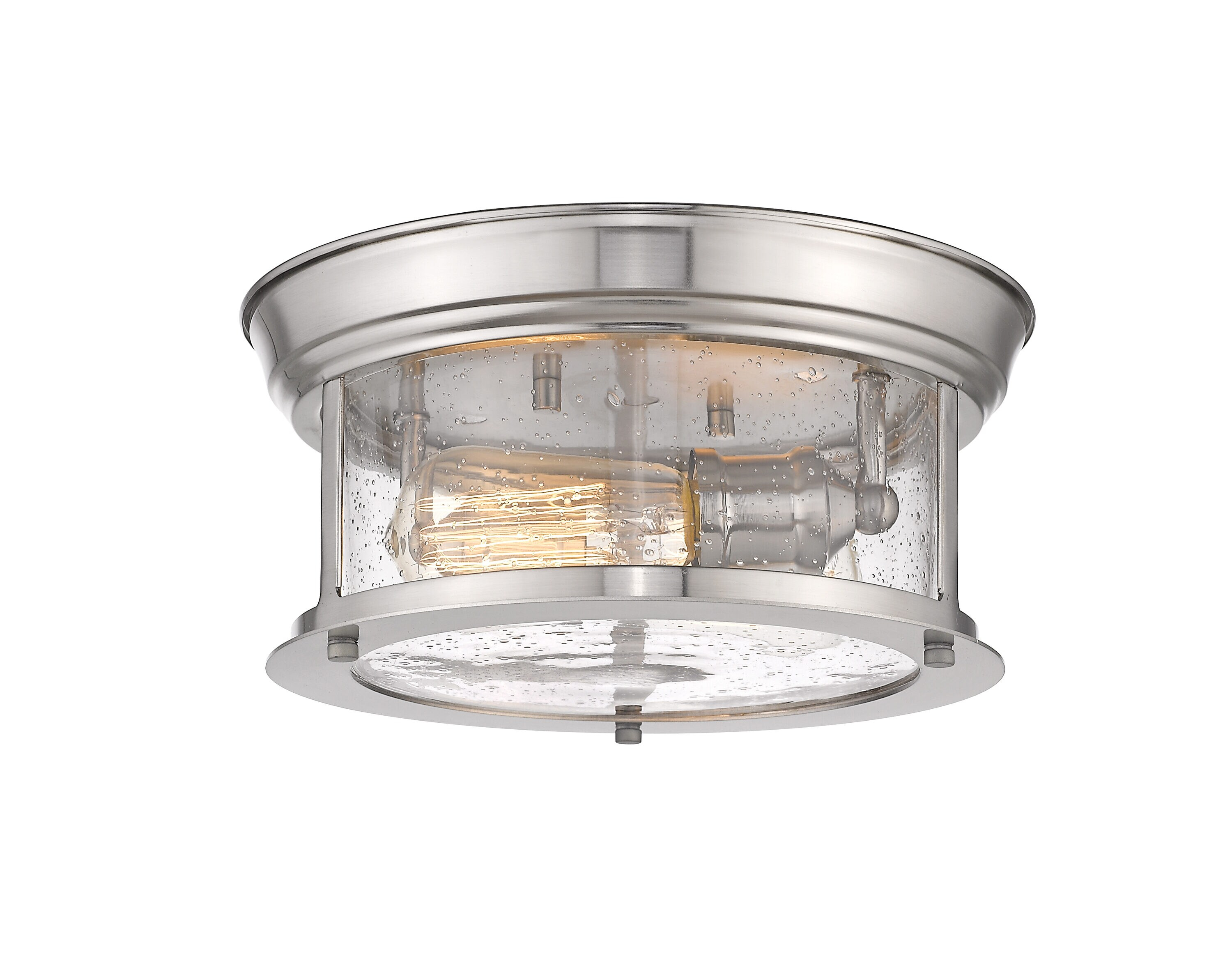 Sonna 11" Brushed Nickel Flush Mount Light with Clear Glass Shade