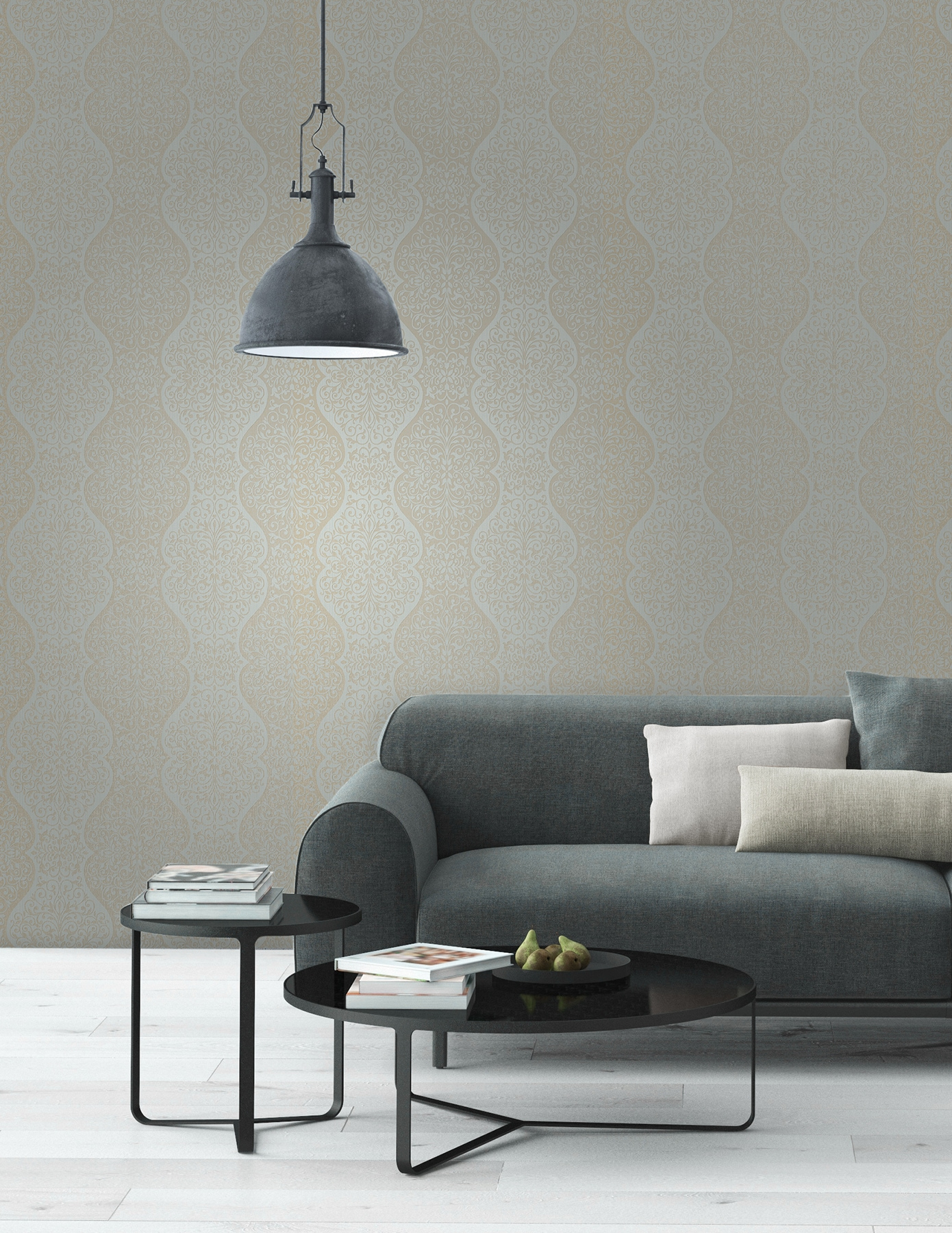 Decorline Cadence Blue Scroll Wallpaper