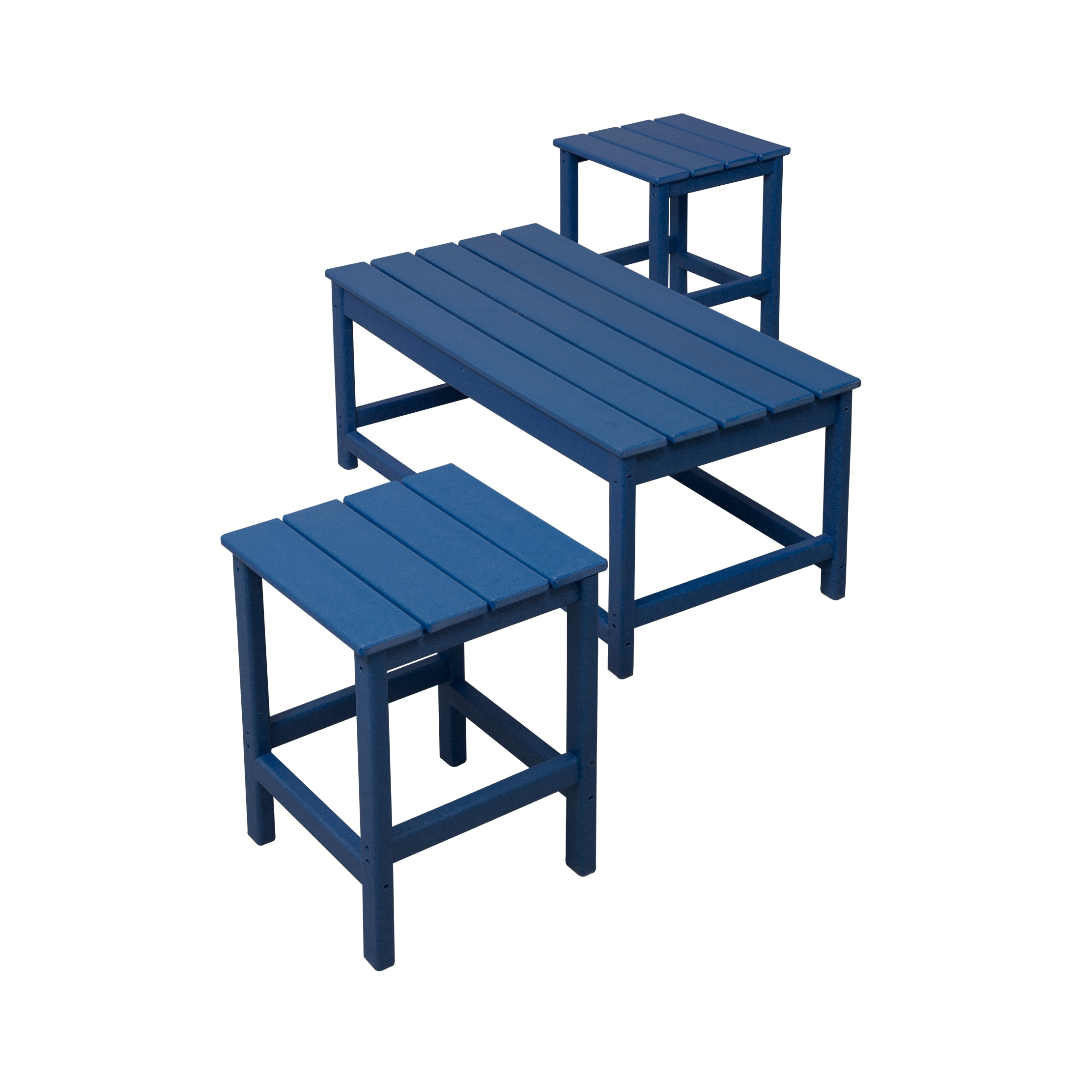 Polytrends  Laguna Hdpe All Weather Outdoor Patio Coffee And Side Tables (3-Piece Set) Navy Blue