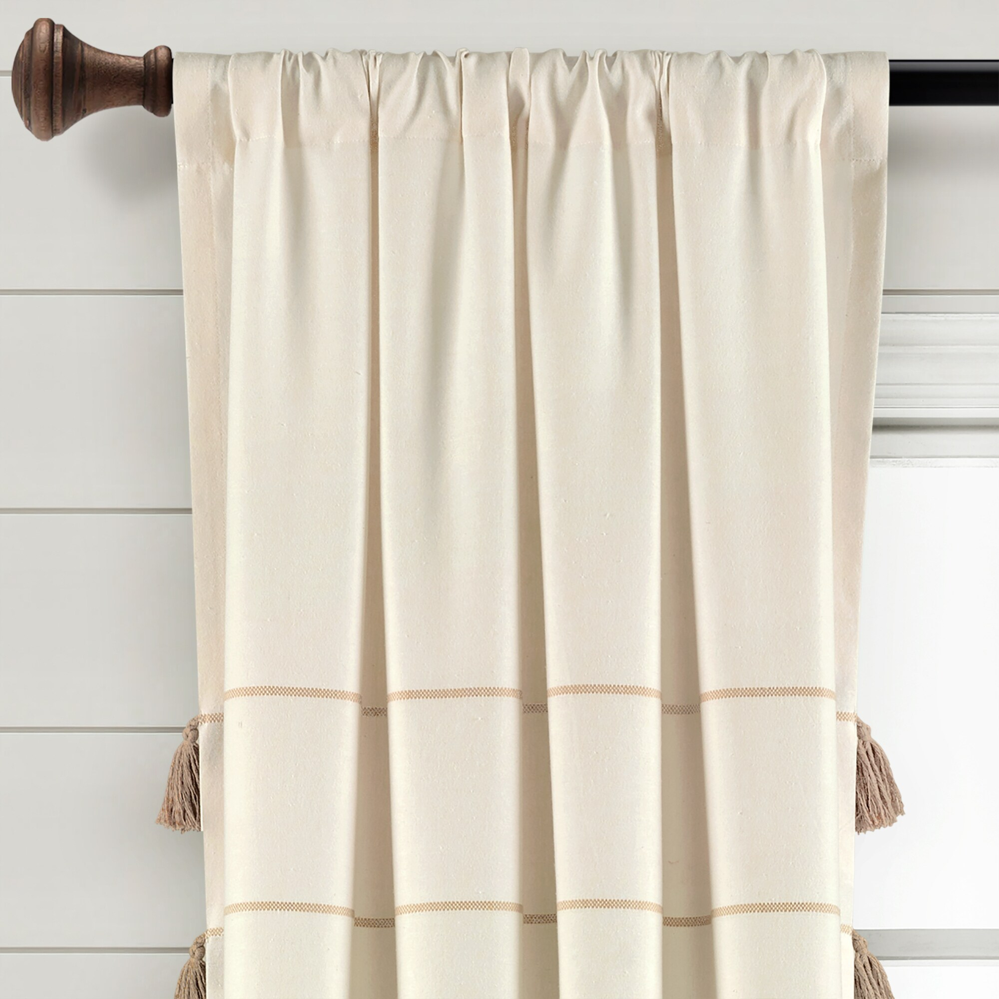 Lush Decor Farmhouse Boho Stripe Window Curtain Panels - Gray Ombre - 42 X 84