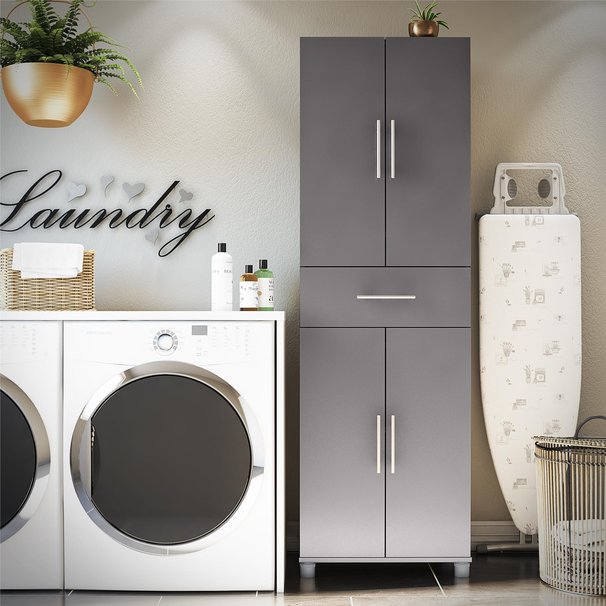 Camberly 4 Door/1 Drawer Storage Cabinet, Graphite Gray