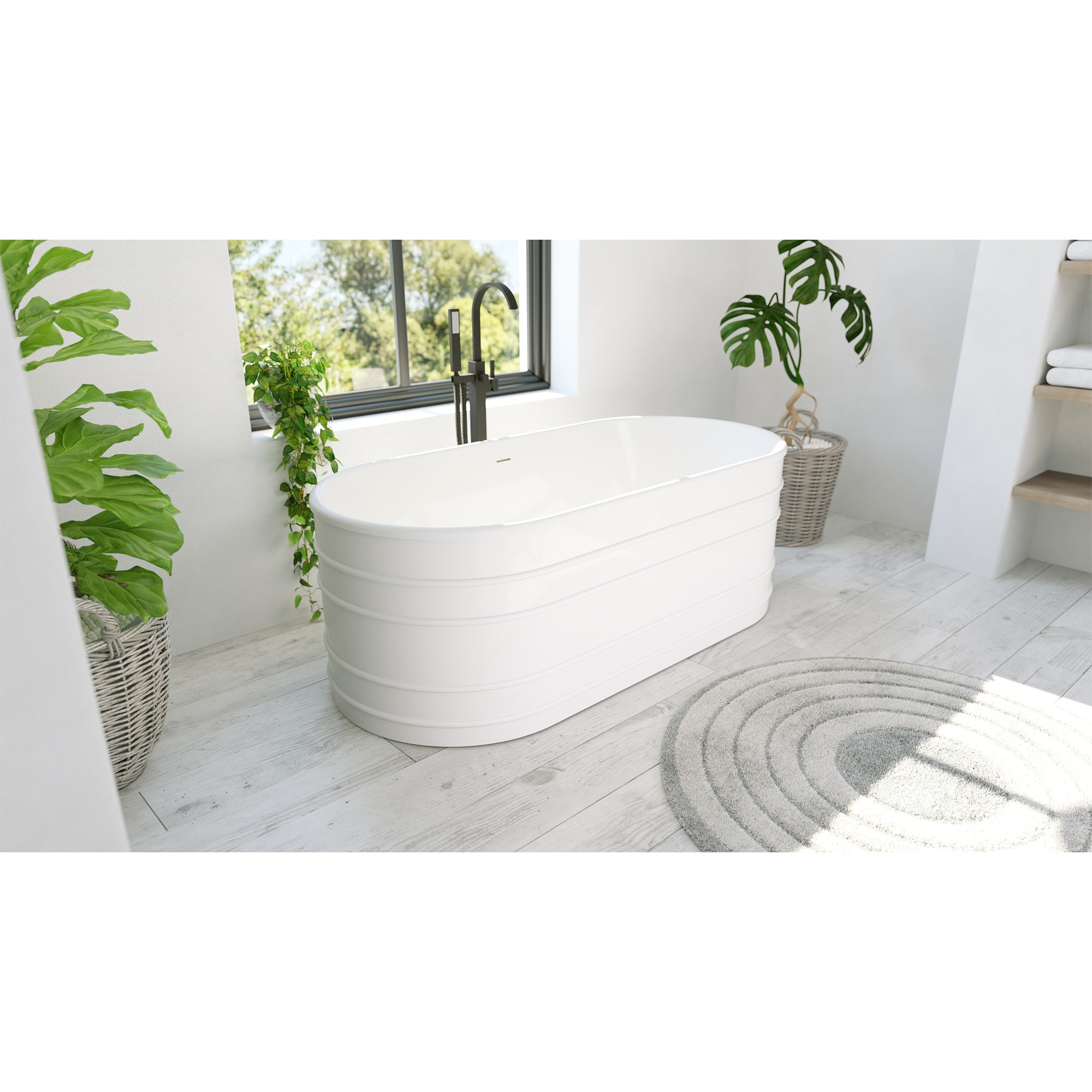 Infinity Z 67-inch White Acrylic Oval Freestanding Soaking Bathtub