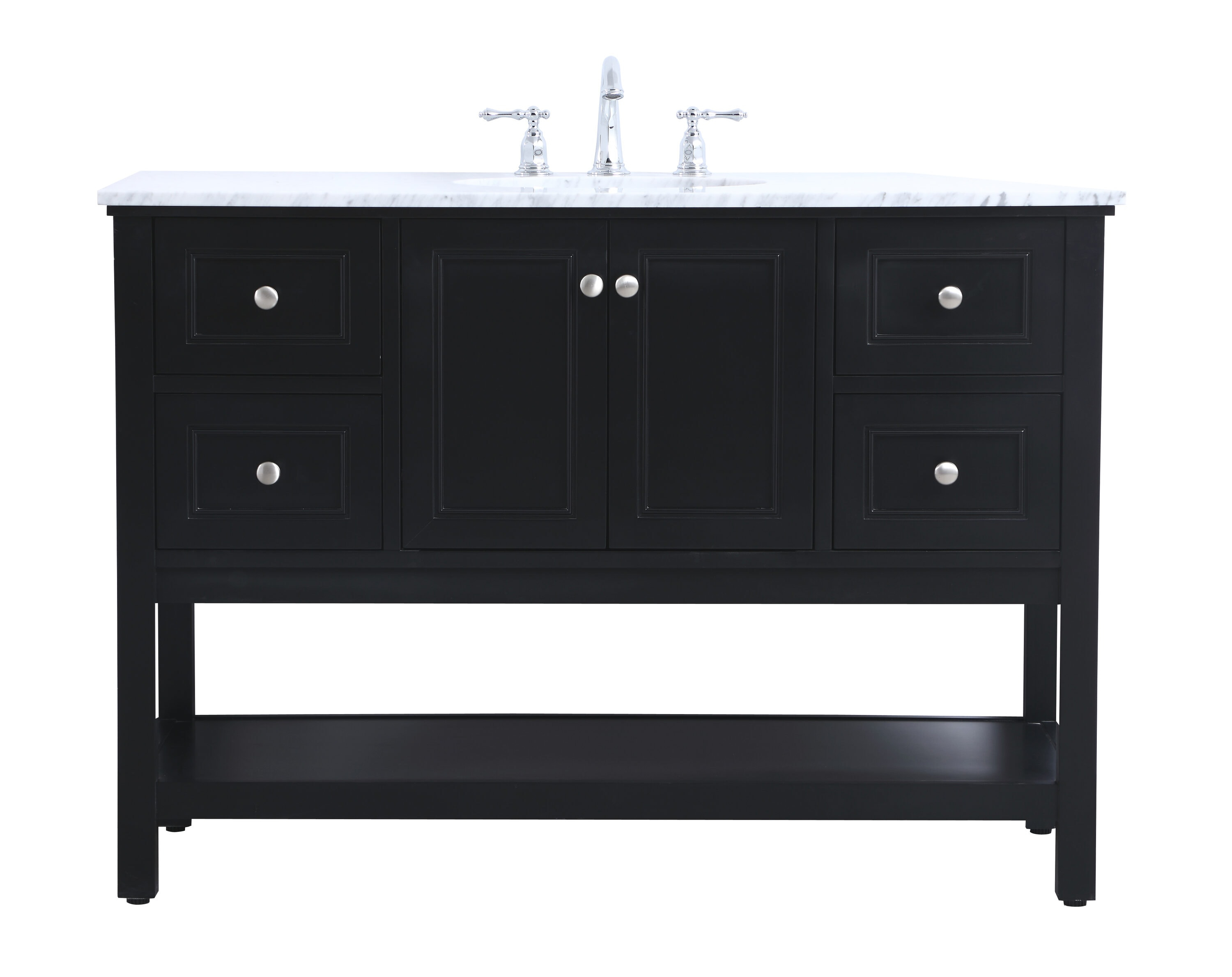 Elegant Decor Metropolis 48" Single Marble Top Bathroom Vanity in Black