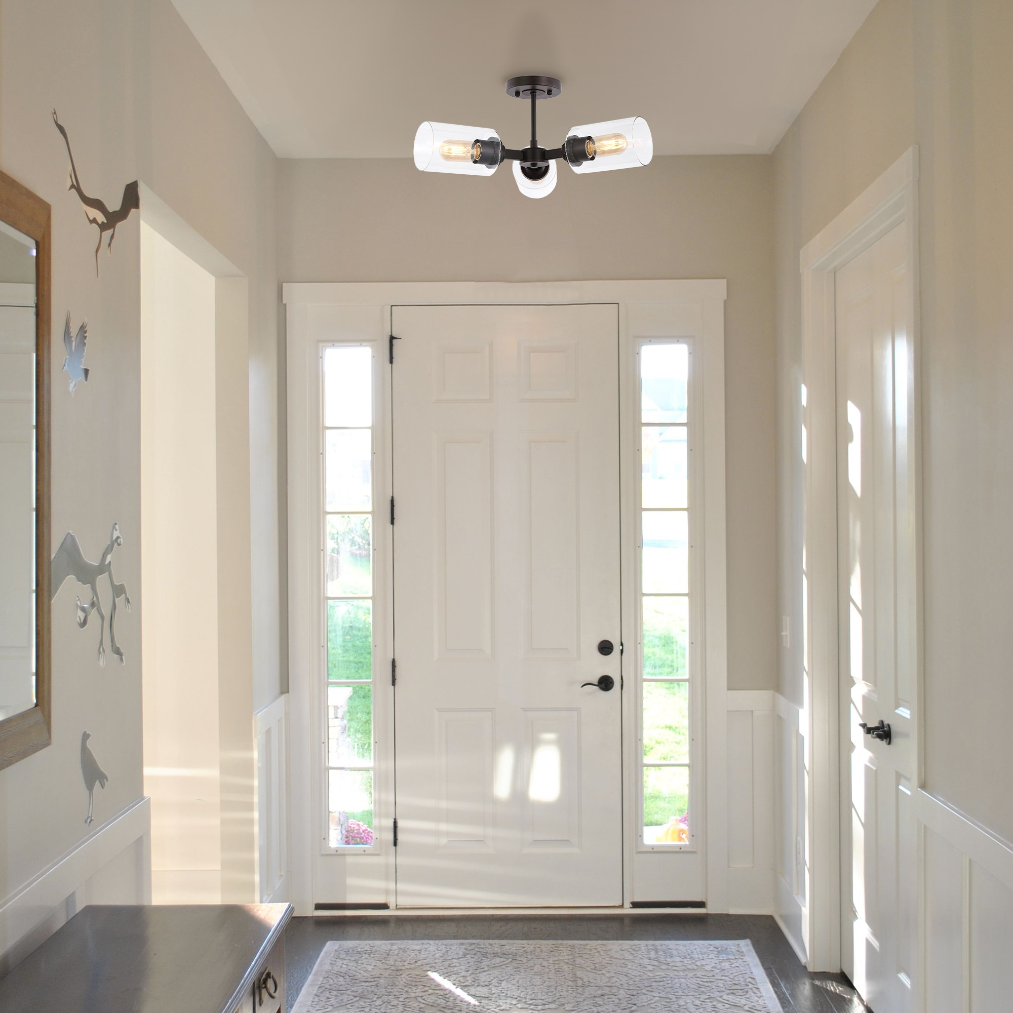 JONATHAN  Y Jaymes 20" Iron Cylinder Industrial Transitional 1 -Light 20.0-in Oil rubbed Bronze Semi Flush Mount Light