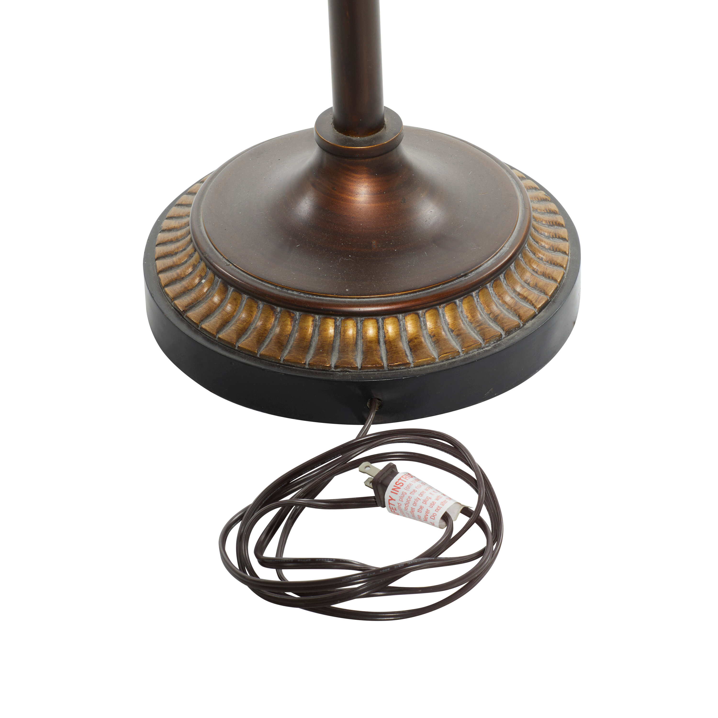 DecMode 70" Antique Style Brown Torchiere with Beige Glass Shade