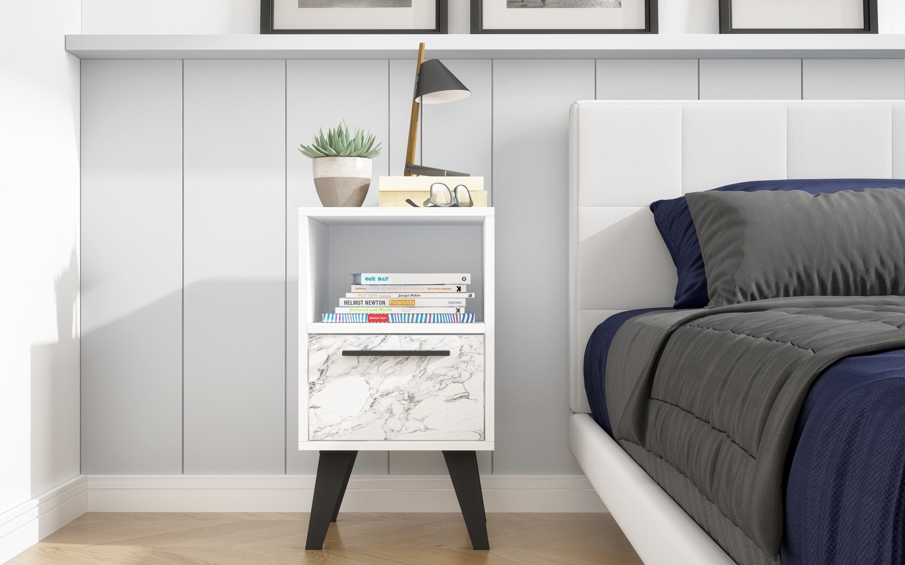 Mid-Century- Modern Amsterdam Nightstand 1.0 with 1 Shelf
