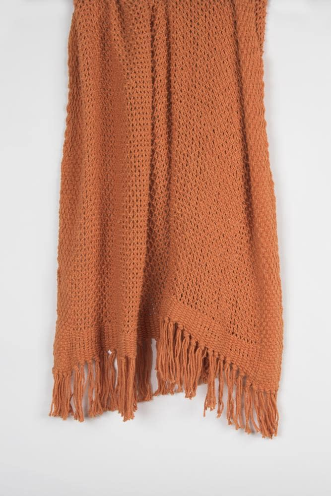 Rizzy Home 50" x 60" Woven Cotton Throw in Orange