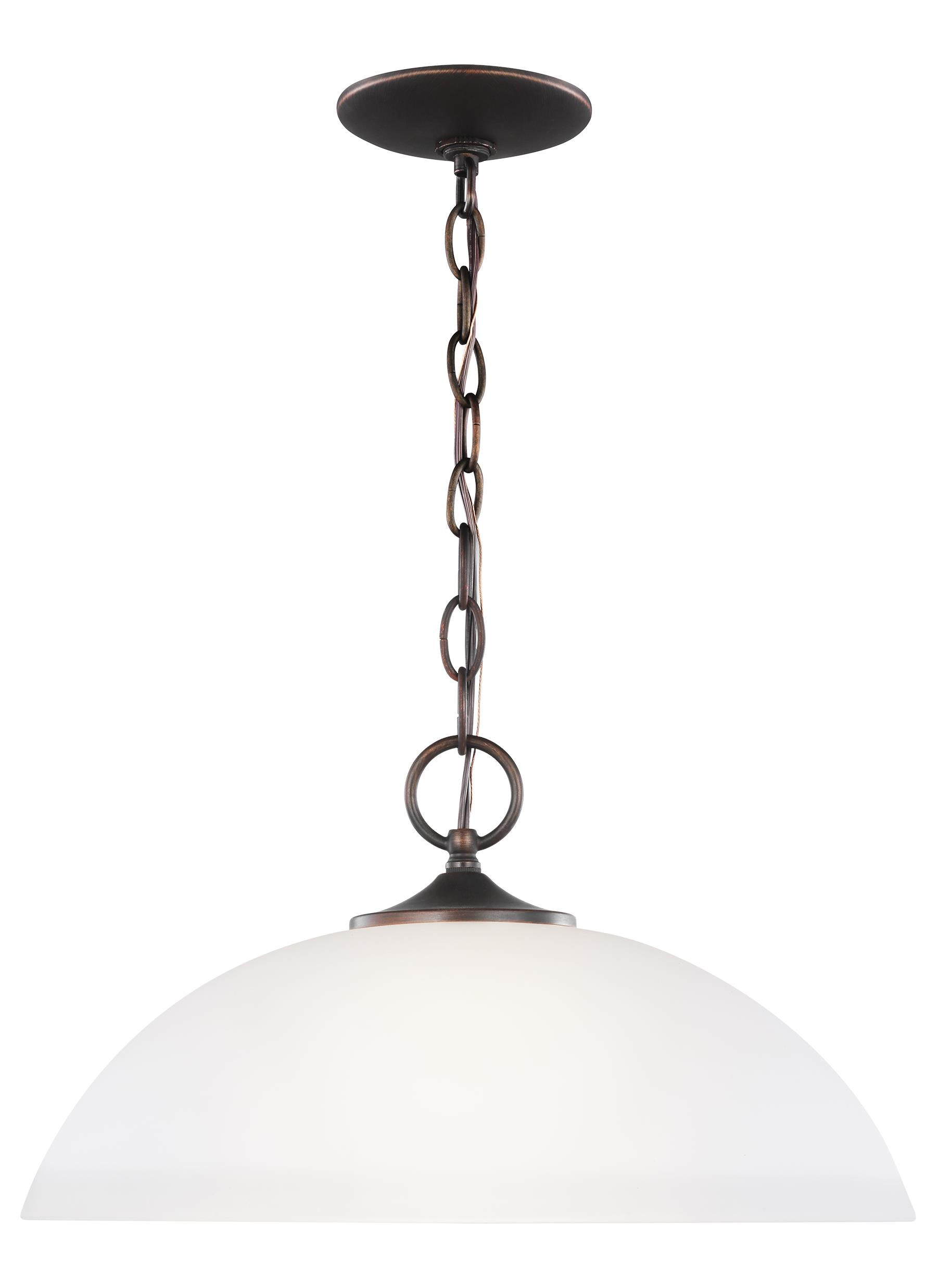 Geary Bronze LED Pendant with Satin Etched Glass Shade