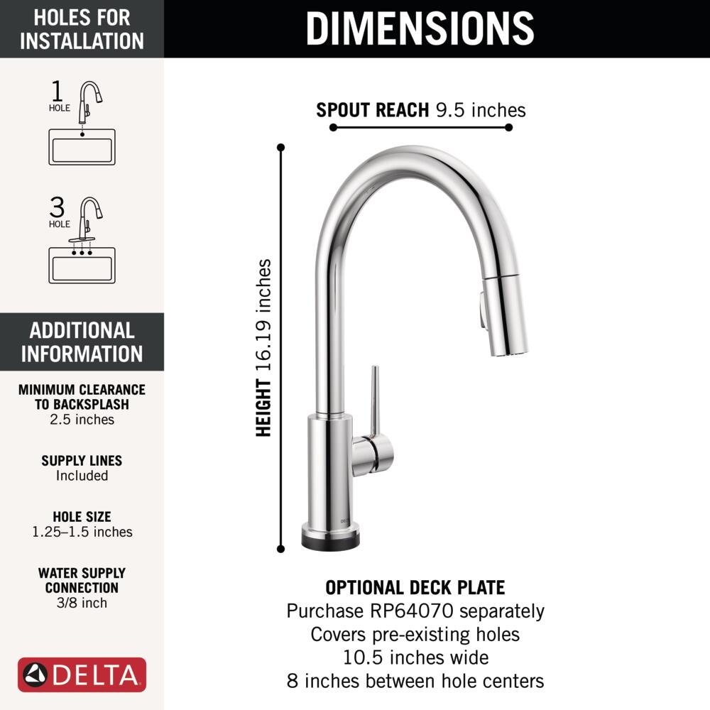 Delta 9159T-DST Touch2O Kitchen Faucet, Touch, Chrome