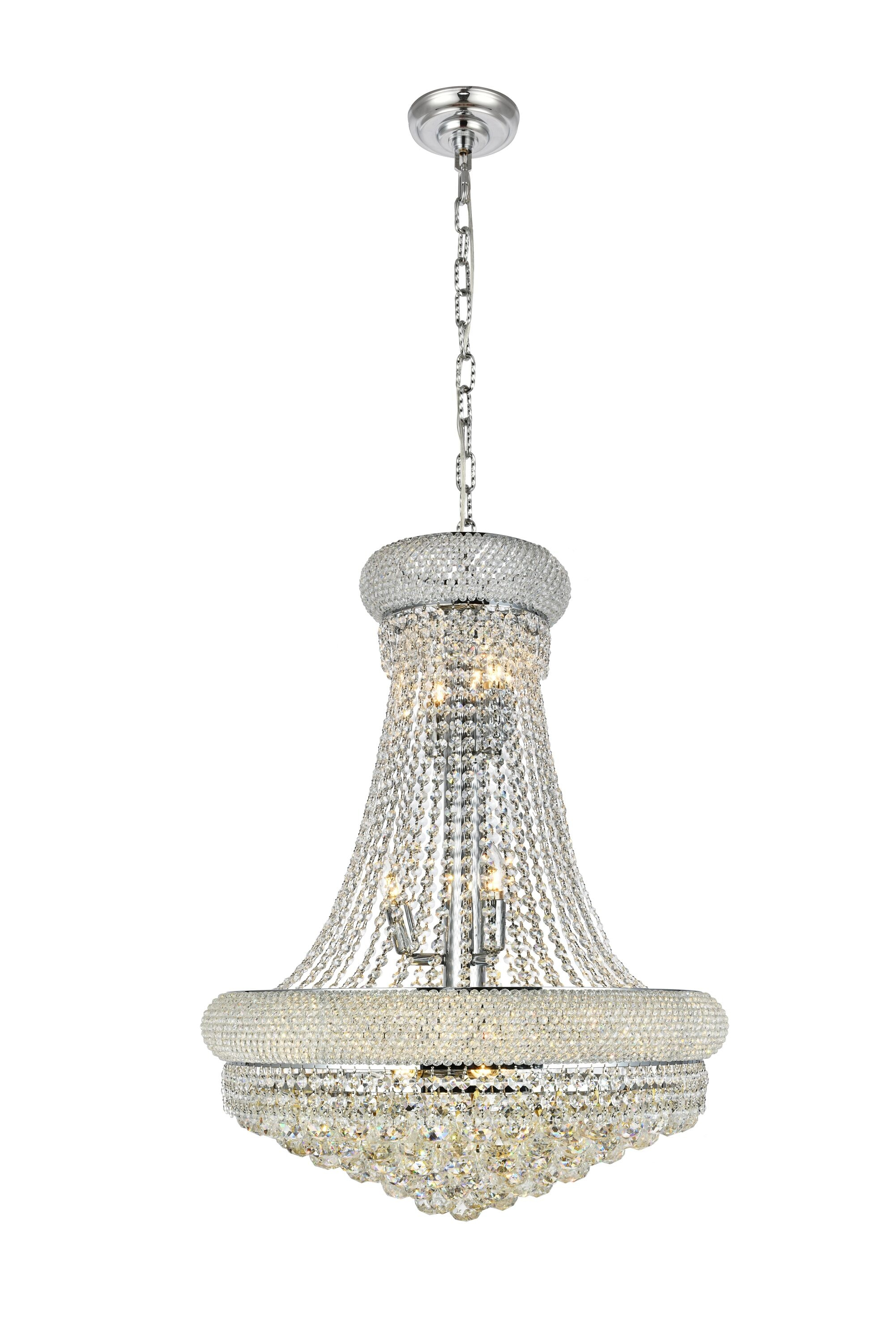 Elegant Lighting Primo 20" Wide Chrome Crystal Chandelier