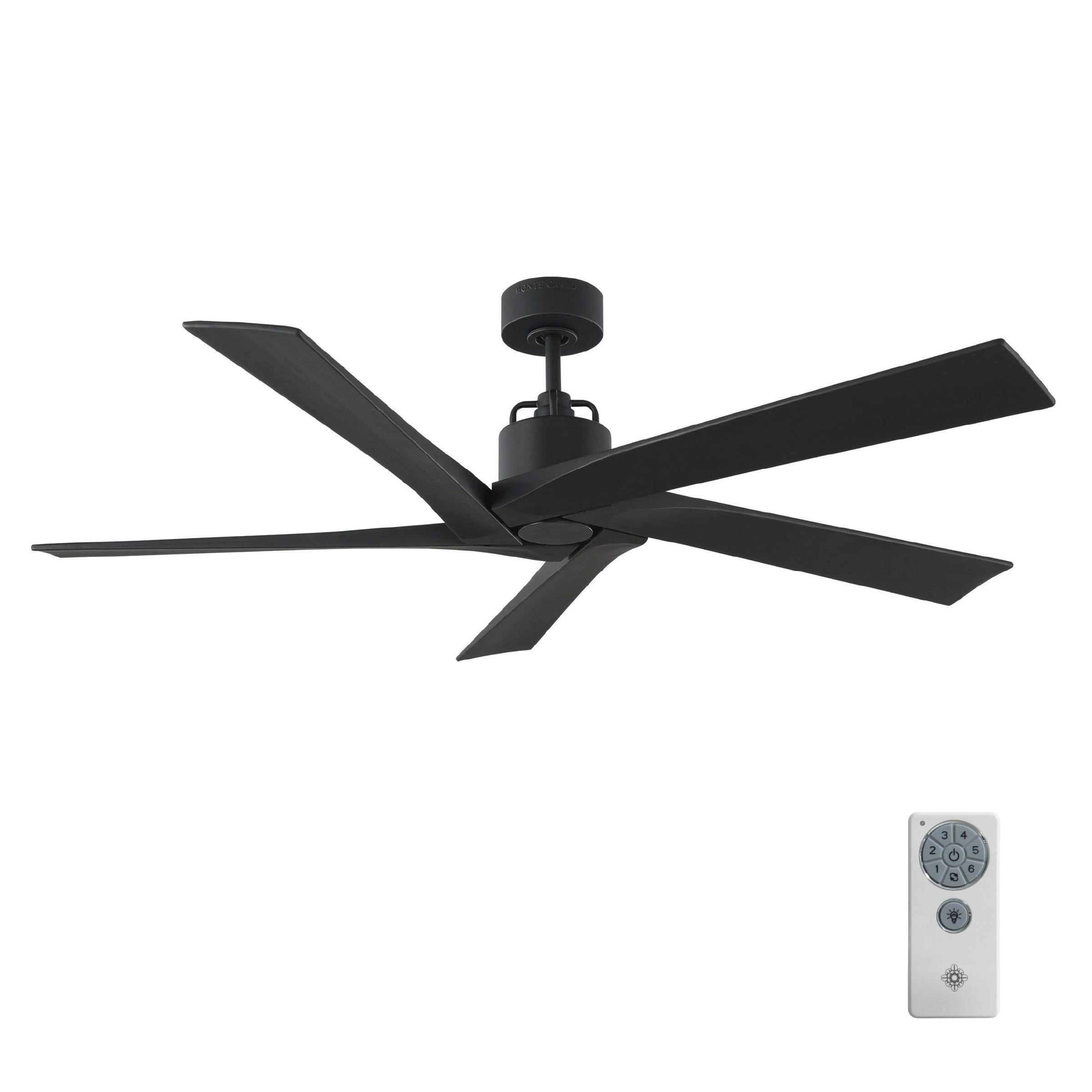 Aspen 56" Midnight Black Metal Ceiling Fan with Remote Control