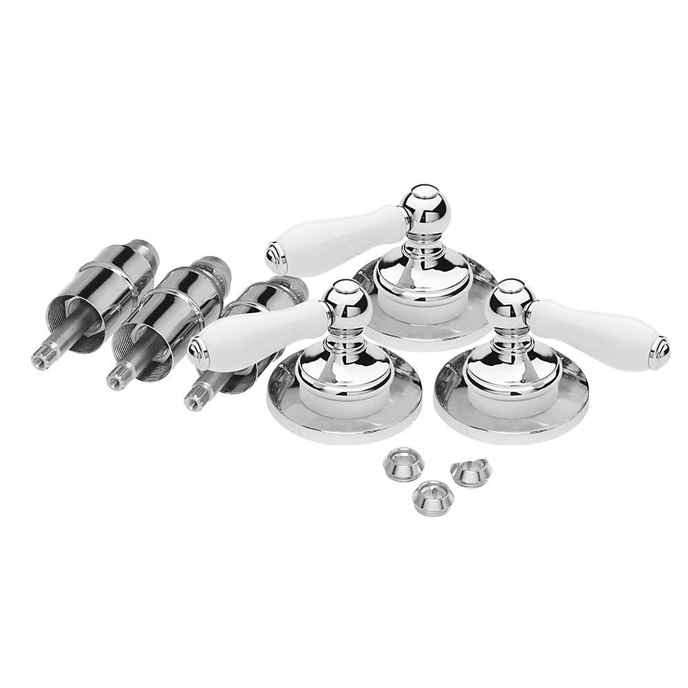 Polished Chrome and Porcelain Lever Shower Handle Kit