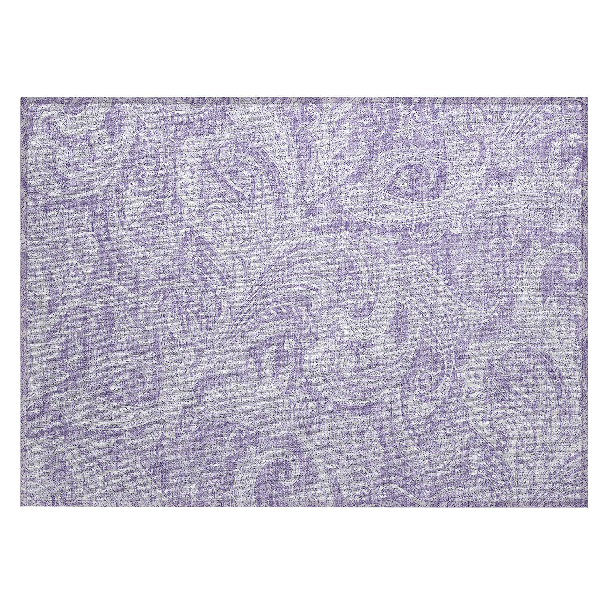 Lavender Paisley Flat Woven Indoor Outdoor Rug